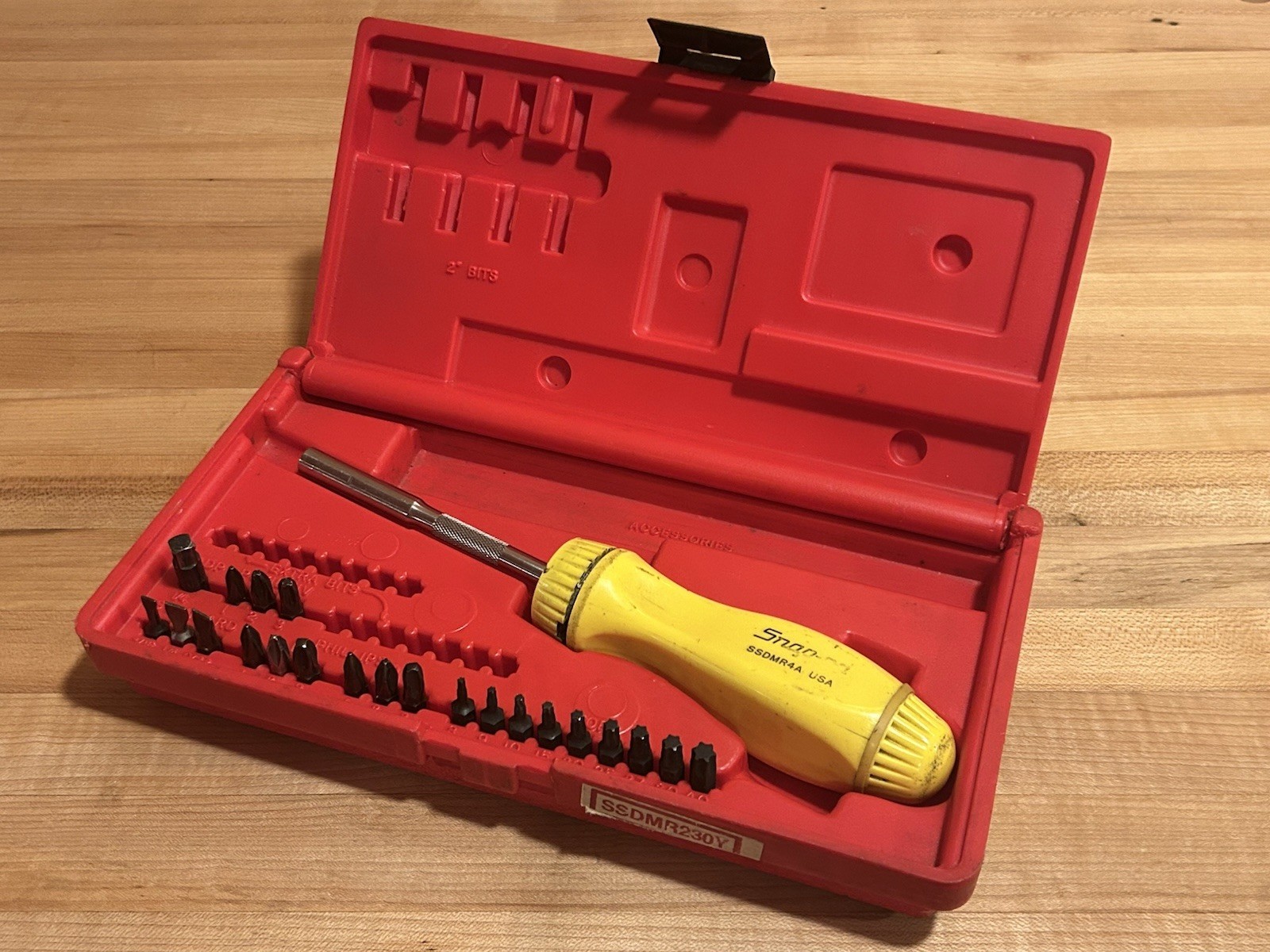 Snap-on Tools | 1990s SSDMR230Y Yellow Ratcheting Screwdriver Set + PB55 Case