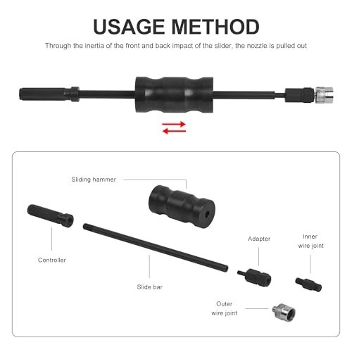 Diesel Injector Extractor Puller Kit with Common Rail Adaptor & Slide Hammer Too