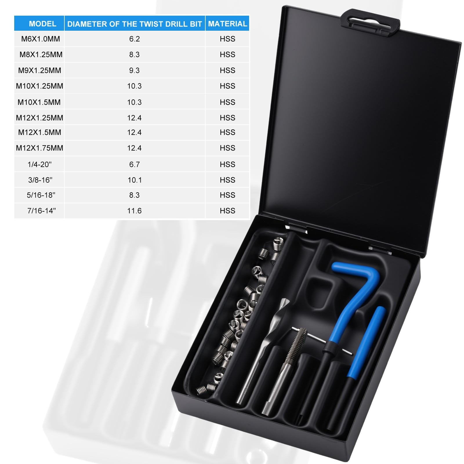 Thread Repair Kit 1/420 Inch SAE Helicoil Rethreading Tool Insert Set HSS Drill