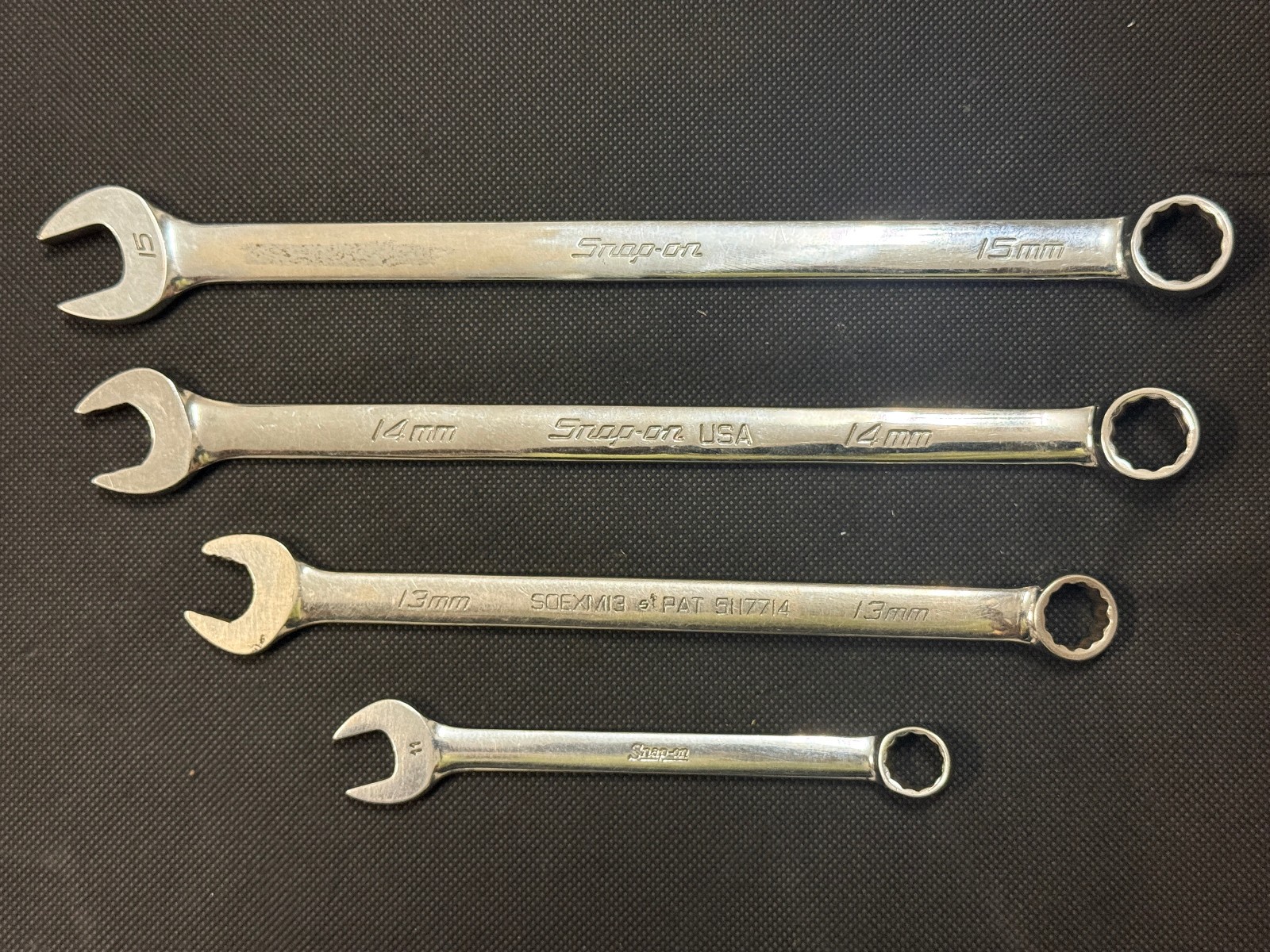 4 Snap-on Metric 12pt Combination Wrench Set 15mm 14mm 13mm 11mm USA