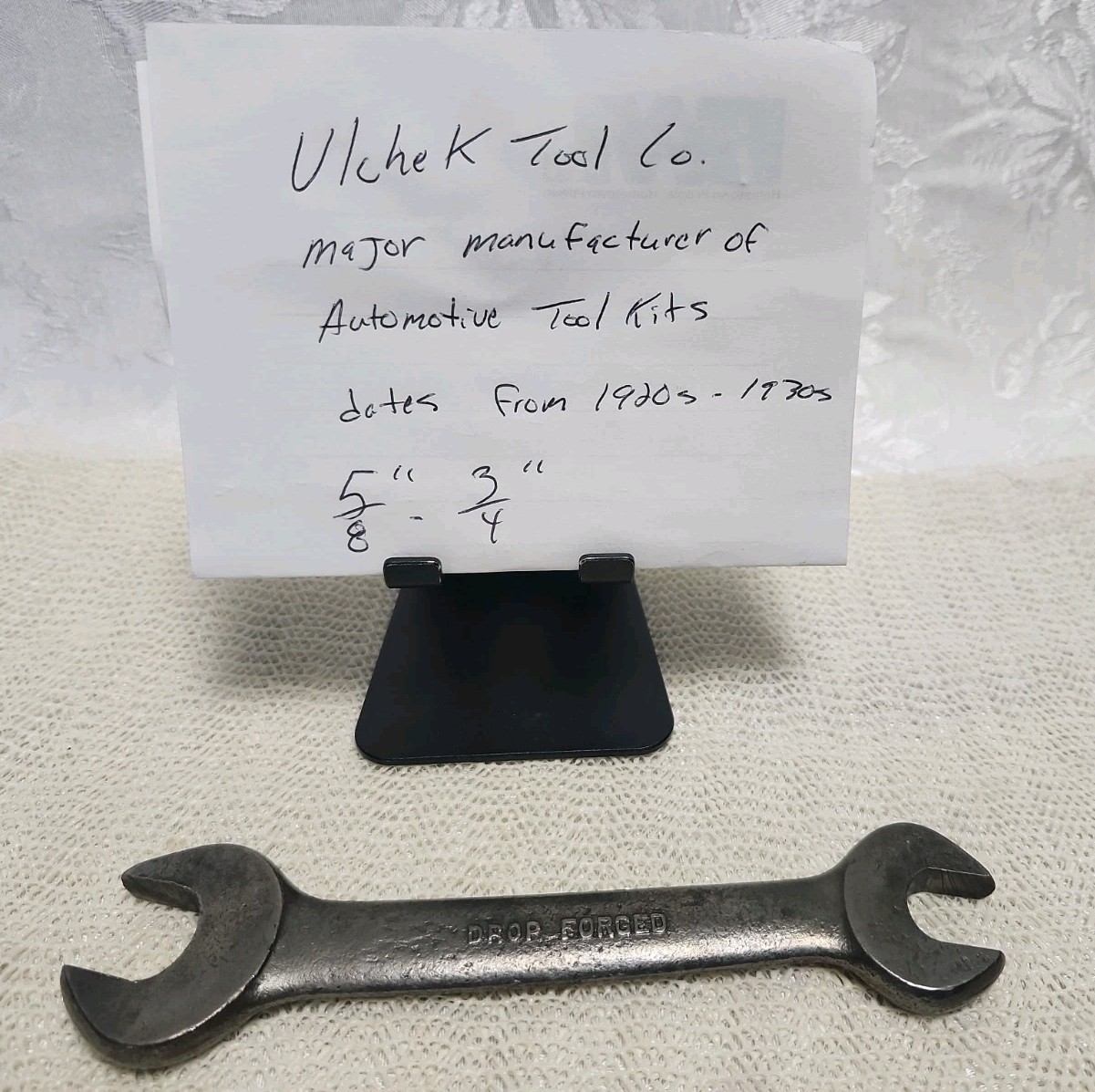 Pre 1930’s Vintage 7″ Double Open-End Wrench 5/8″ x 3/4″ Drop-Forged ~ USA