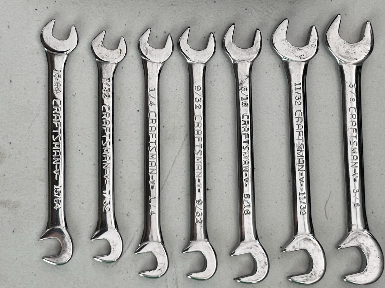 Craftsman 9 4306 Super-tuff 7 PC Set SAE Open End Ignition Wrench W/case USA