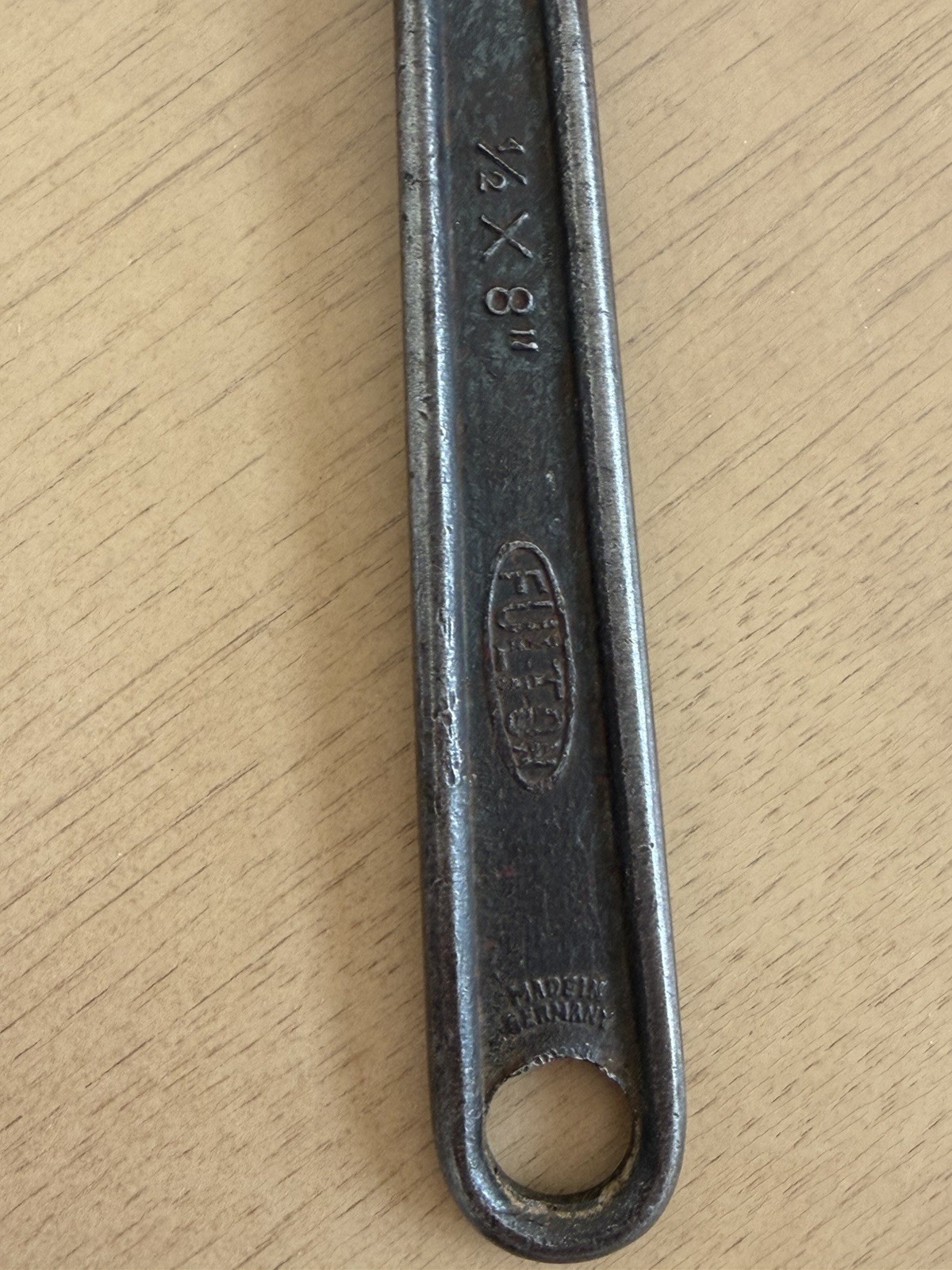 Vintage Fulton Made In Germany 1/2×8” Adjustable Wrench *Drop Forged Steel