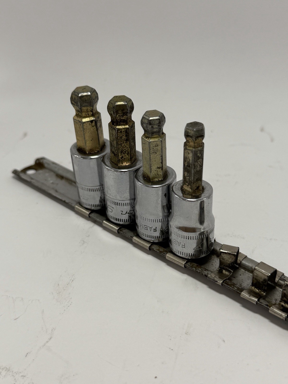 Snap On 3/8 Drive 7, 8, 9, 10mm Hex Ball Head Sockets