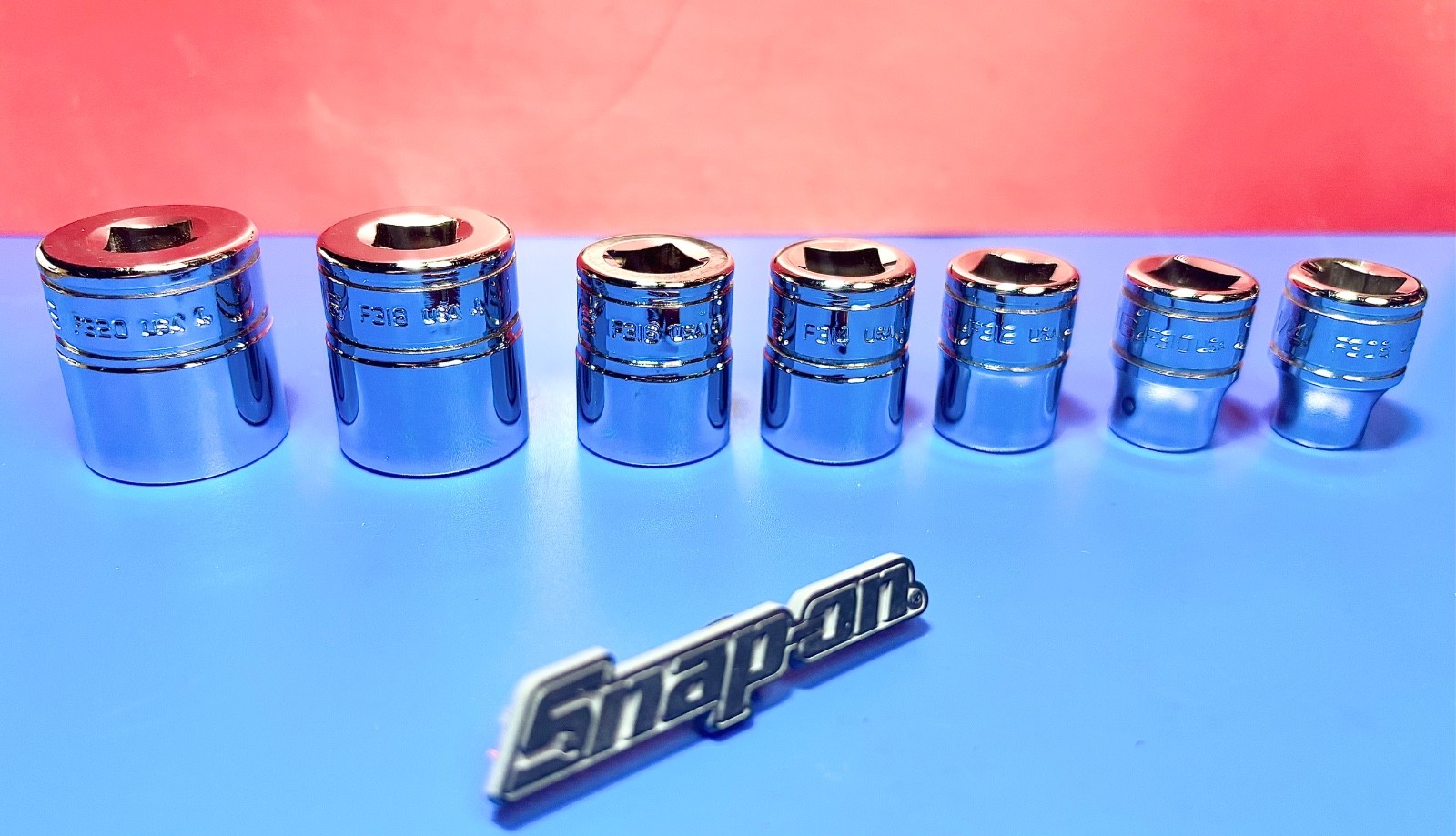 Snap-On Tools 7pc 3/8″ Drive 8-POINT DOUBLE SQUARE Socket Set W/Mag Tray