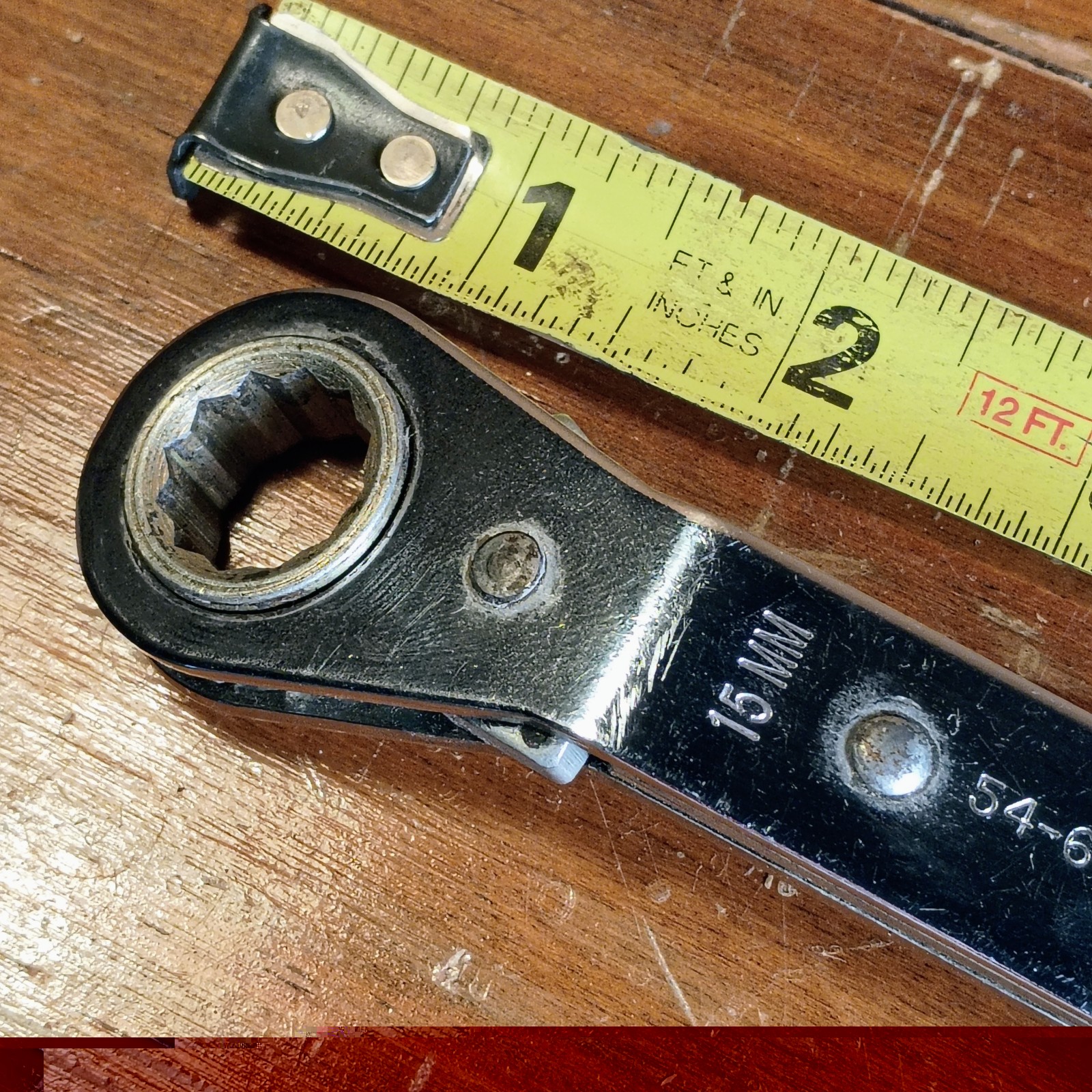 1990s Armstrong Made In USA 12 Point Offset Ratcheting Box End Wrench 15mmx17mm