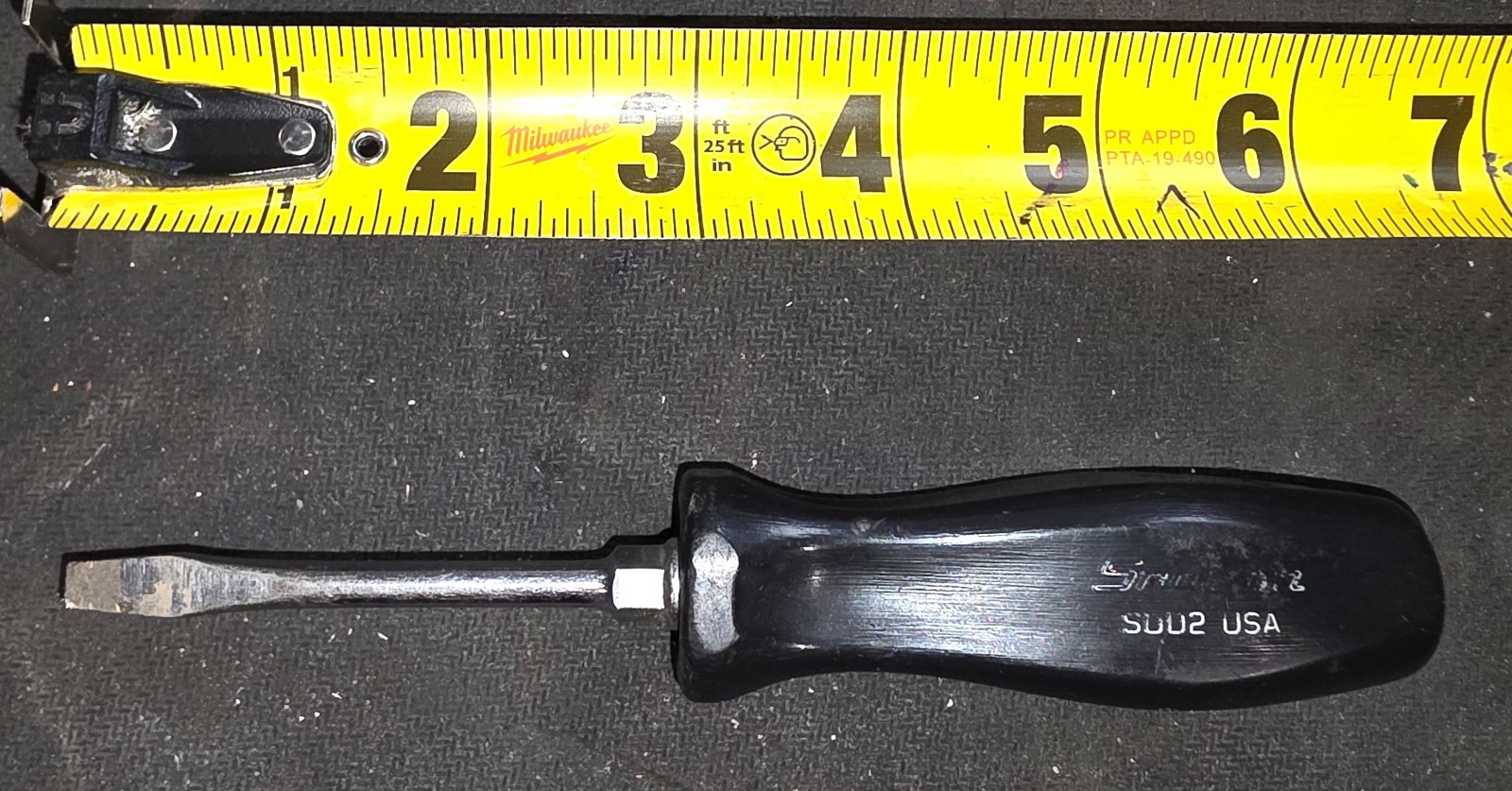 SNAP ON SDD2 BLACK HARD HANDLE FLAT SLOTTED BLADE SCREWDRIVER 6-3/8″ USA