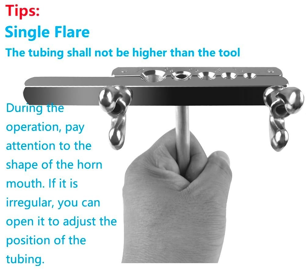 Brake Line Flaring Tool Kit – 3/16″ to 1/2″ Double & Single Flare for Copper/Alu