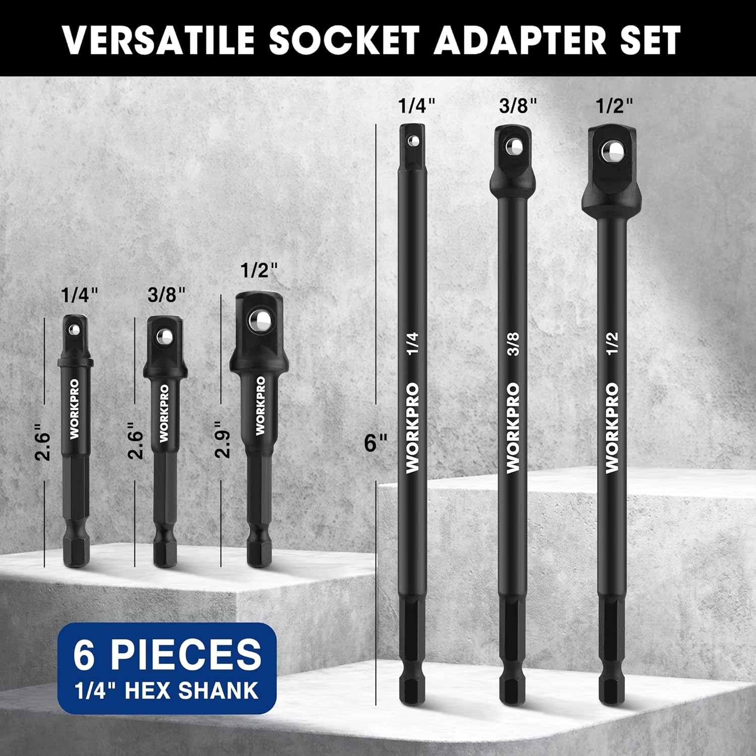 High-Strength 6-Piece Socket Adapter Set – Ideal for Drills & Impact Drivers
