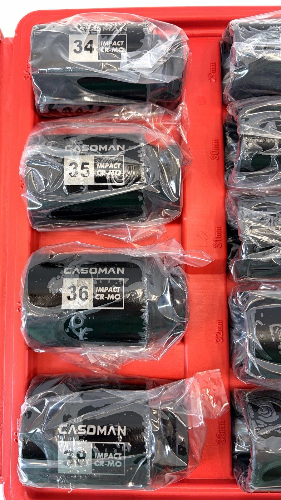 Casoman 9 Piece 1/2 in Drive 29mm-38mm Spindle Axle Nut Socket Set Model CS038