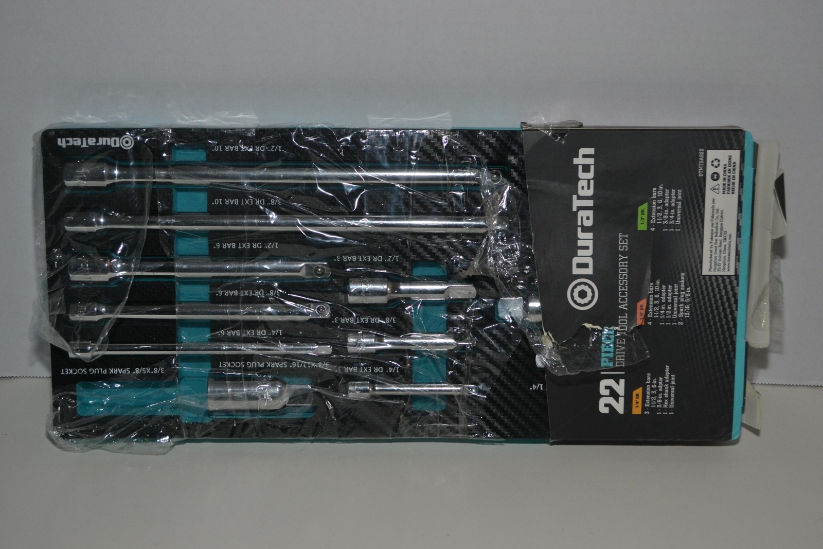 DuraTech 22 Piece Drive Tool Accessory Set Chrome 1/4 3/8 1/2 Inch DR DTMTSA522