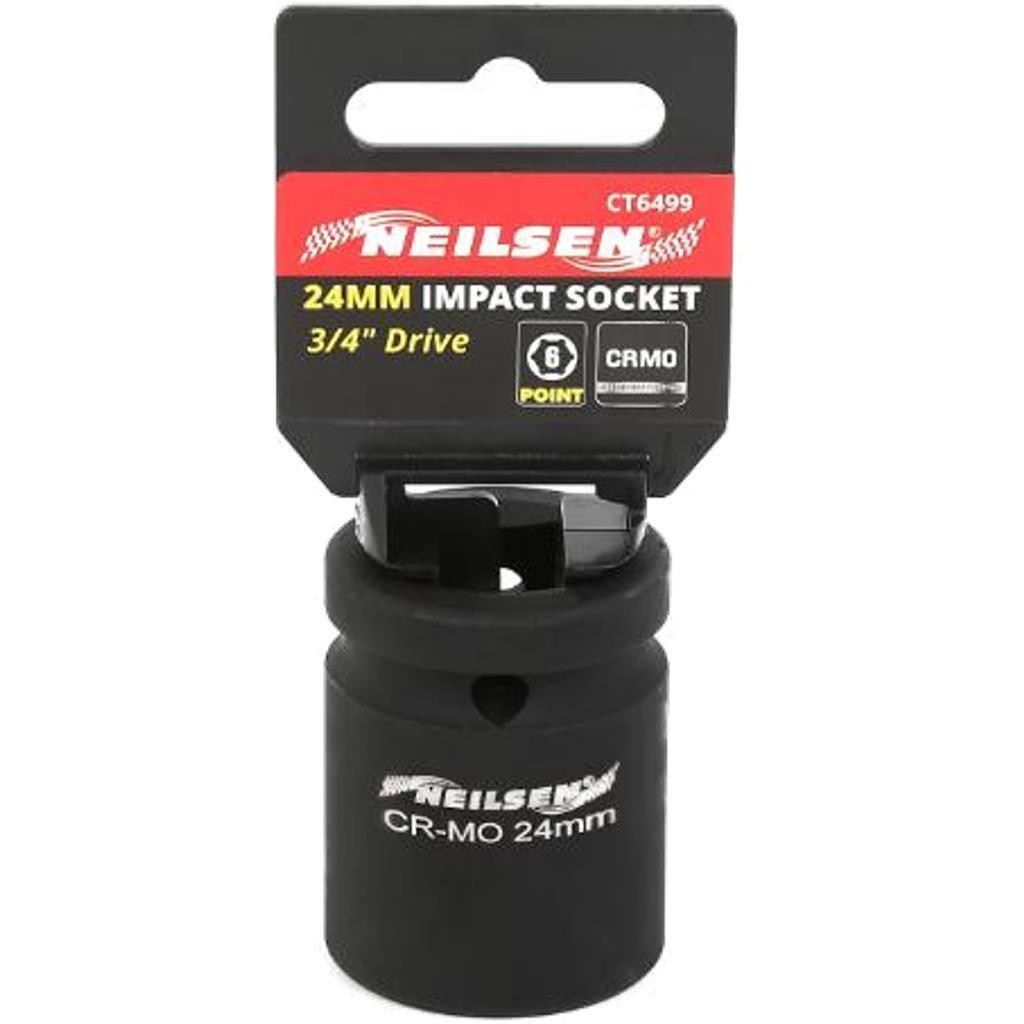 Neilsen 3/4″ Drive Standard Shallow Square Metric Single Impact Socket 24mm