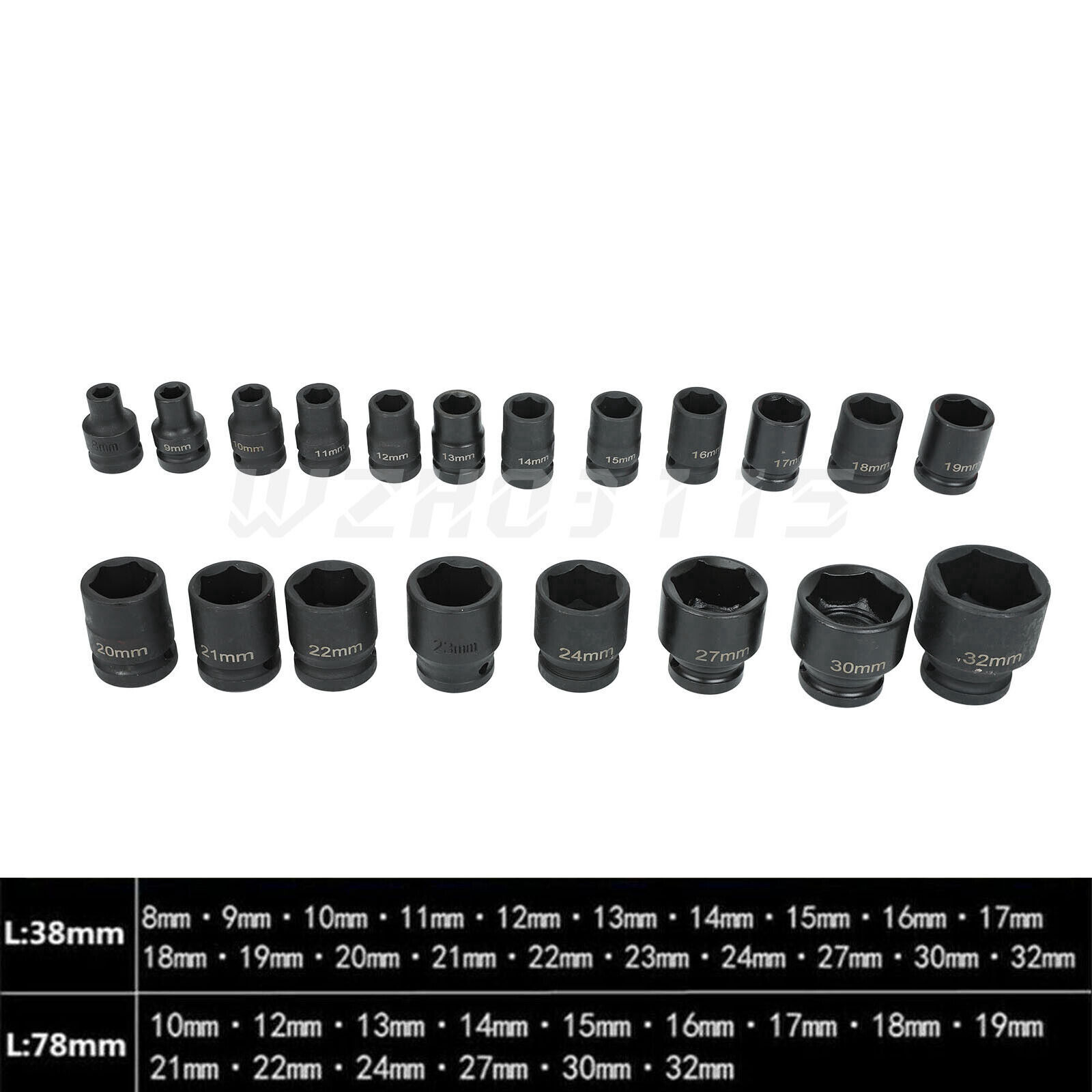 35pcs 1/2″ Inch Deep Impact Socket Set Drive 8-32mm Metric Garage Sae With Case