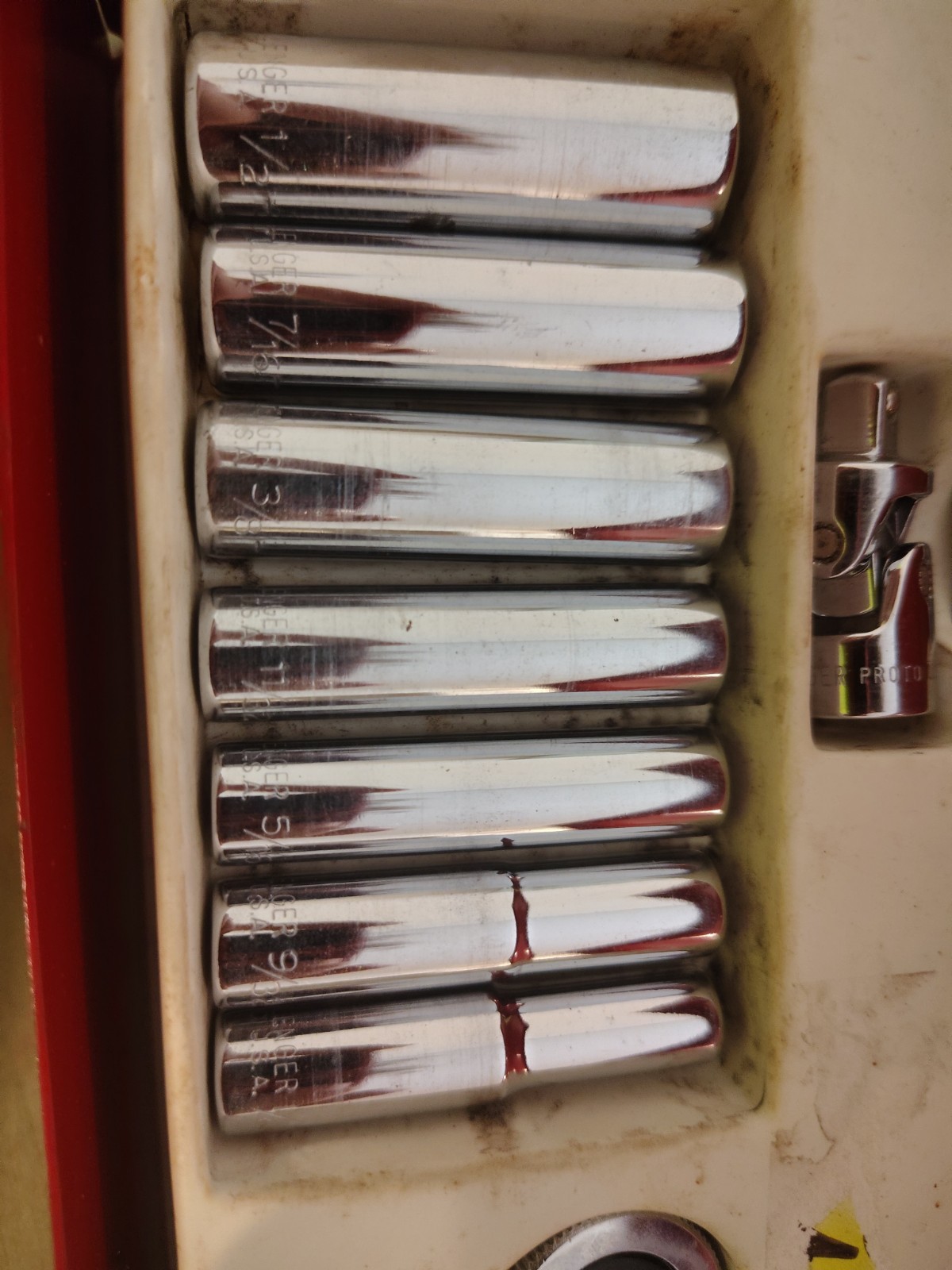 CHALLENGER PROTO 1/4″ In. Drive SAE 21pc Socket Set In Red Metal Case USA Read