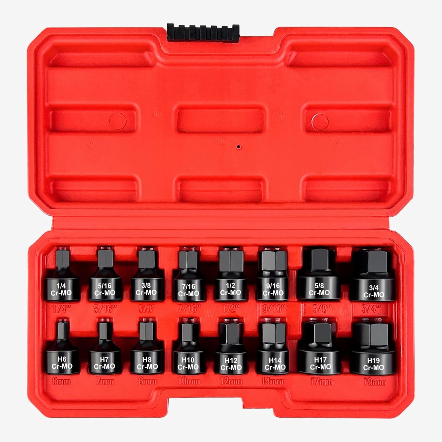 16 Pieces 3/8″ Drive Low Profile Stubby Hex Socket Impact Bit Cr-Mo Steel