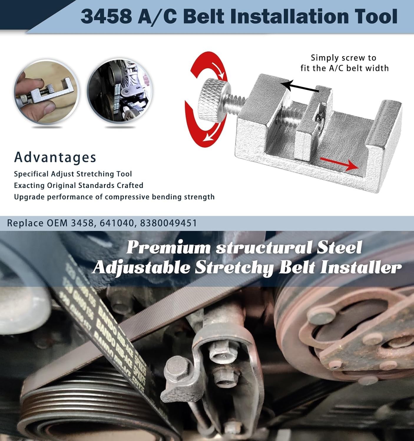 3458 A/C Belt Installation Tool Compatible for BMW N62&Mini W17 A/C Belt 641040