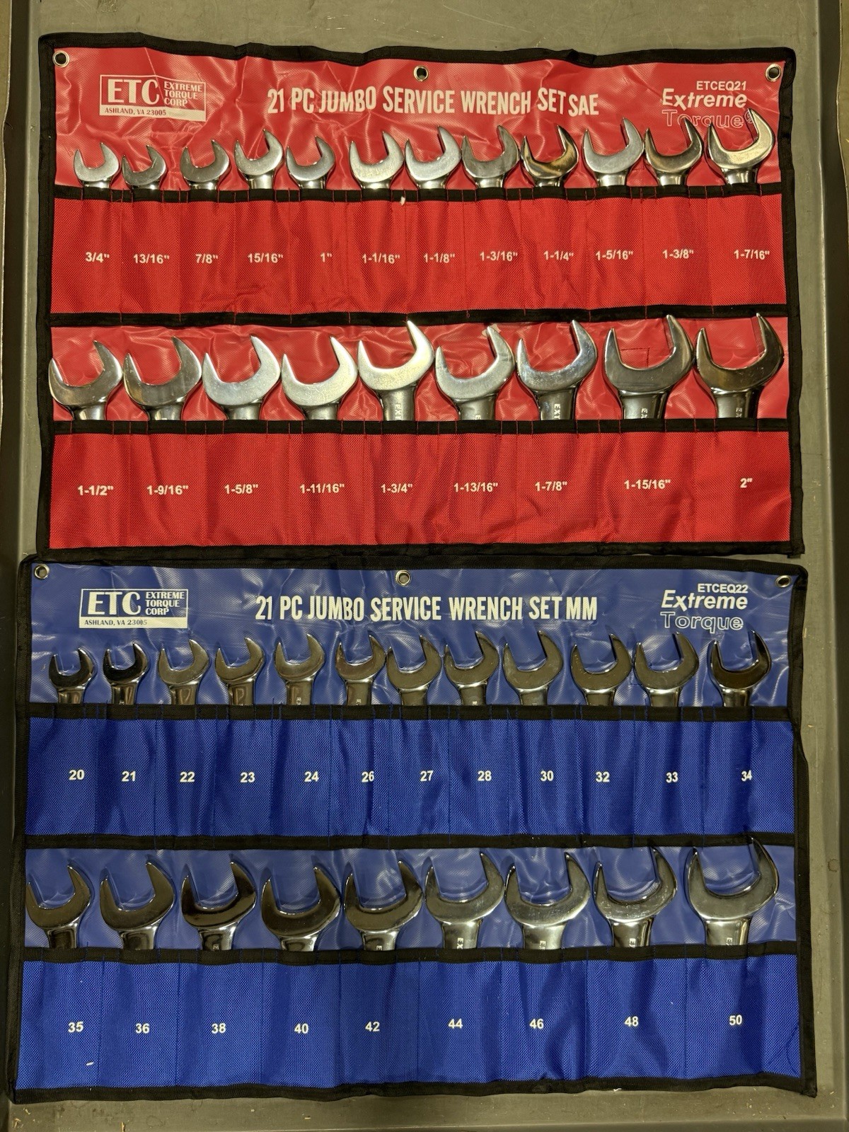 Special: Metric & SAE 21 pc Jumbo Hydraulic Line Service Open End Wrench Sets
