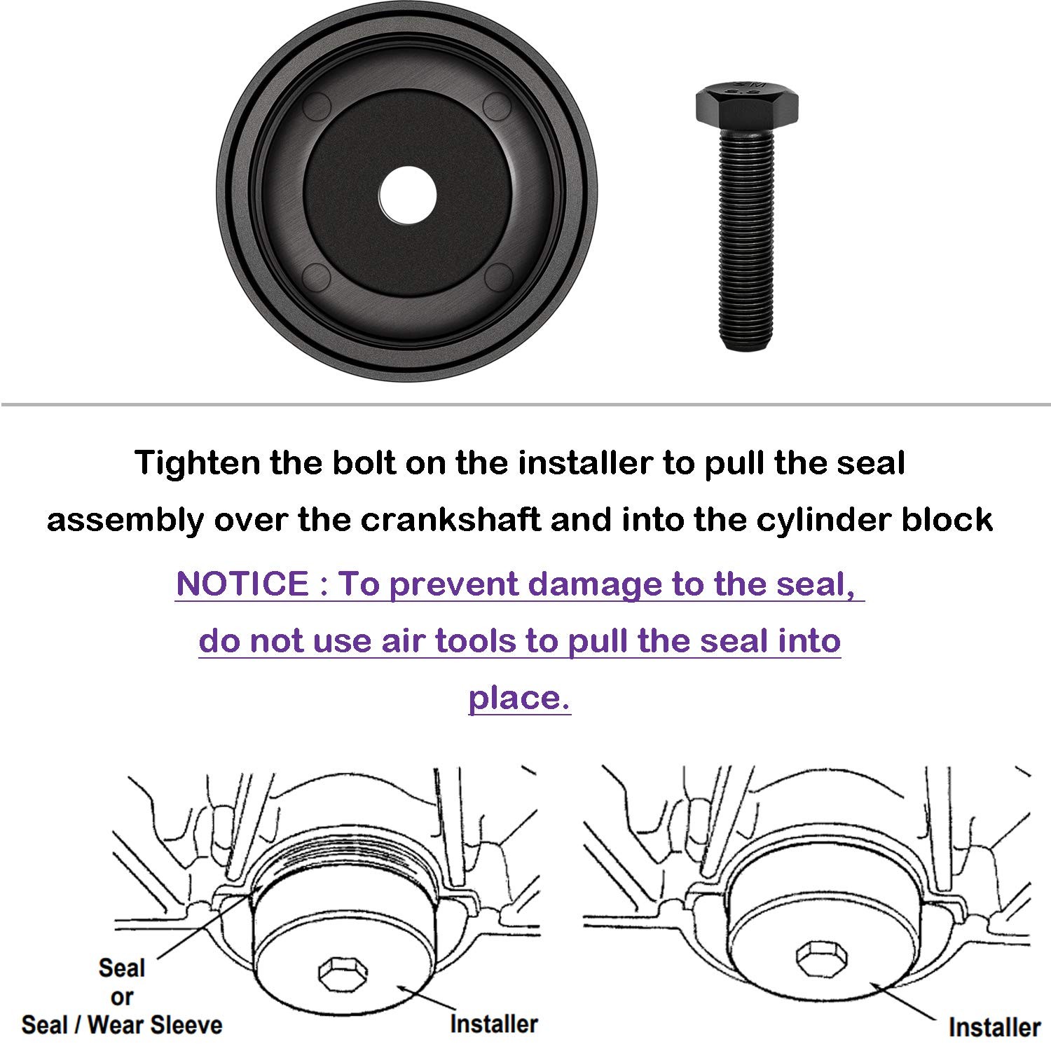 Rear Crankshaft Seal Installer Replace to OTC 7834 for Ford w/ 4.0L V6 Engine