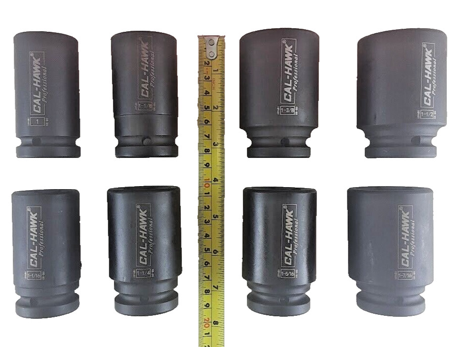 8PC 3/4″ DR. 6 Point Deep Air Impact Tool SAE CRV Pro 1″ to 1-1/2″ Socket Set