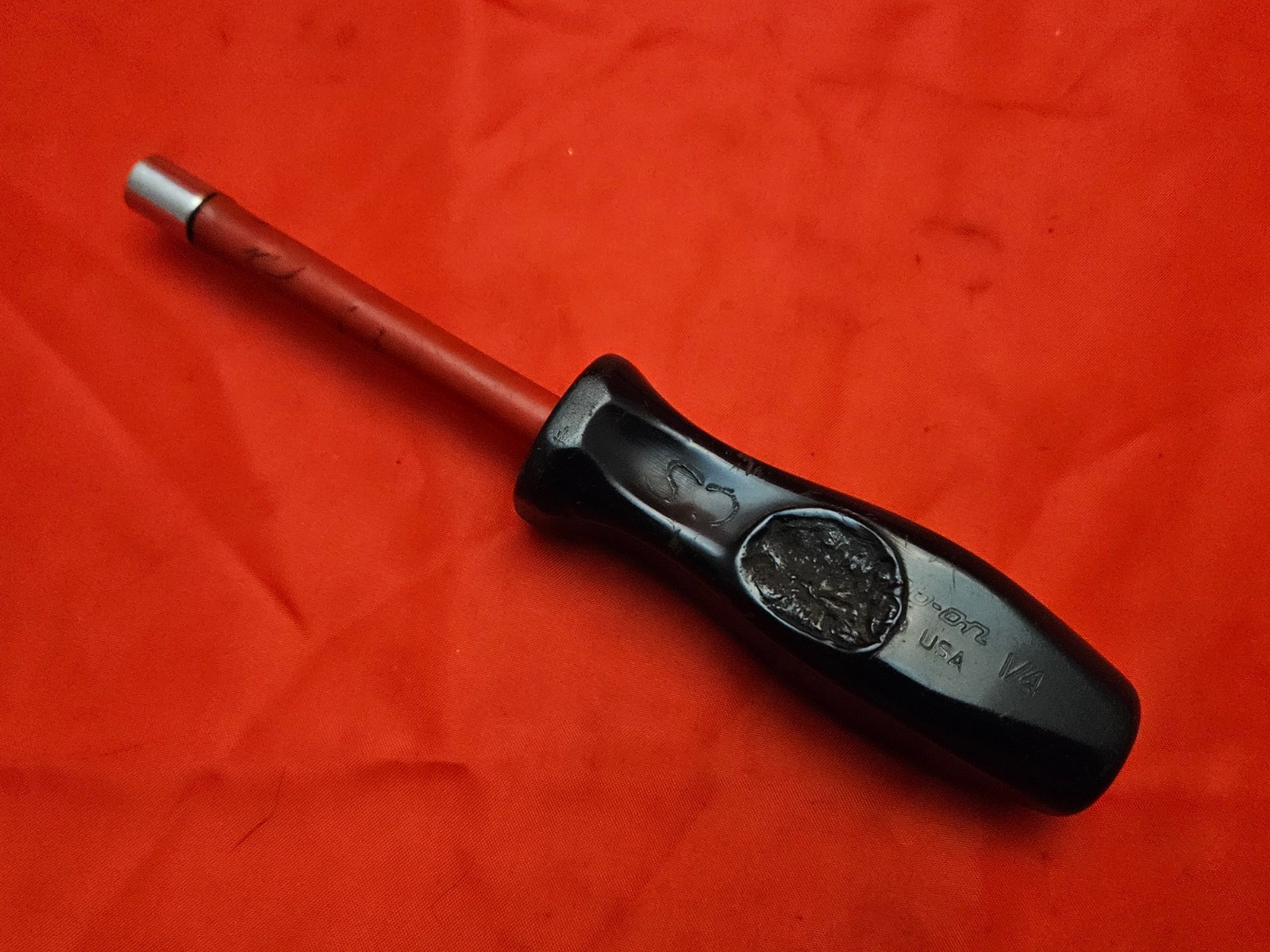Snap-on New Logo NDD108 1/4″ 6 Point Hollow Shaft Nut Driver Hard Handle USA S5
