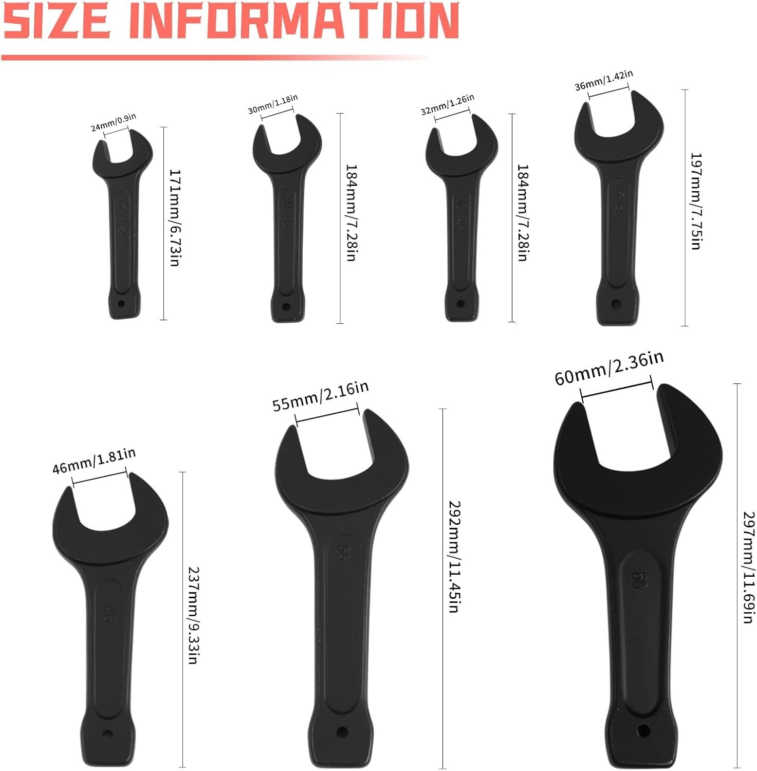 uxcell 46mm Open End Striking Wrench, High Tensile Steel Single Head Spanner