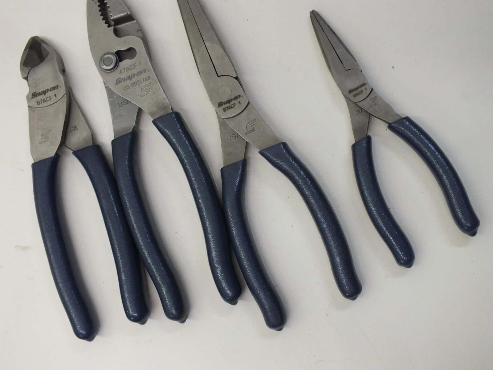 Snap-On 4pc Essential Pliers Cutters Set Blue Power – 97ACF 95ACF 47ACF 87ACF