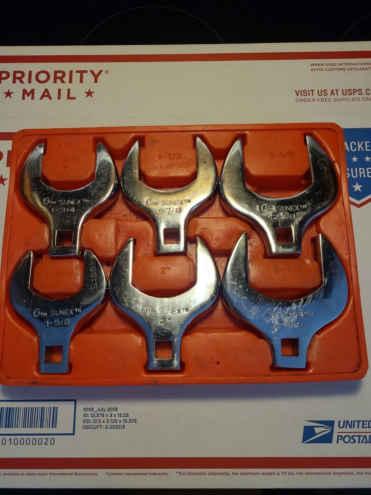 Sunex 9722A 6pc 1/2″ Drive Full Polish Fractional SAE Jumbo Crowfoot Wrench