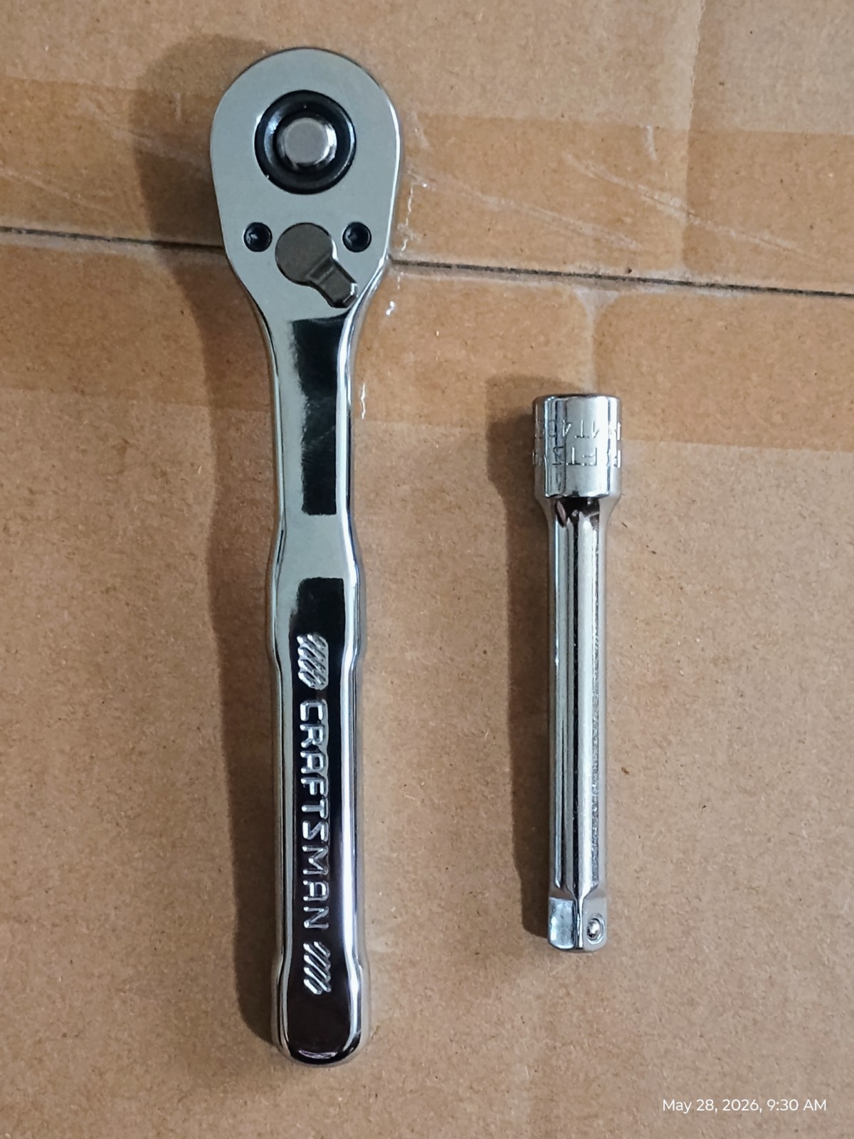 CRAFTSMAN Quick Release Low Profile 1/4″ Inch Drive Ratchet and 3″ Extension