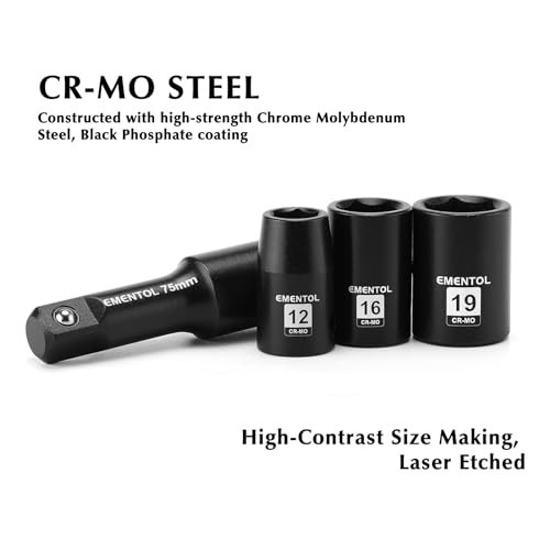 30PCS 1/2″ Drive Metric Shallow Impact Socket Set, 10mm-36mm, CR-MO, 6 Point, Ex