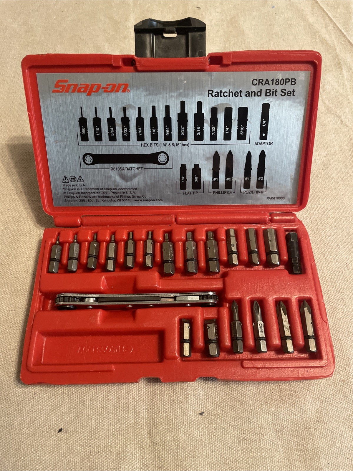 Snap On Offset Driver Set Ratchet & Bit Set CRA180PB