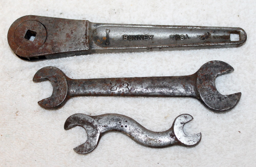 Lot of 3 Vtg Mechanics Wrenches ~ Bonney T28A, 23 Open End, 538 «S» Open-end