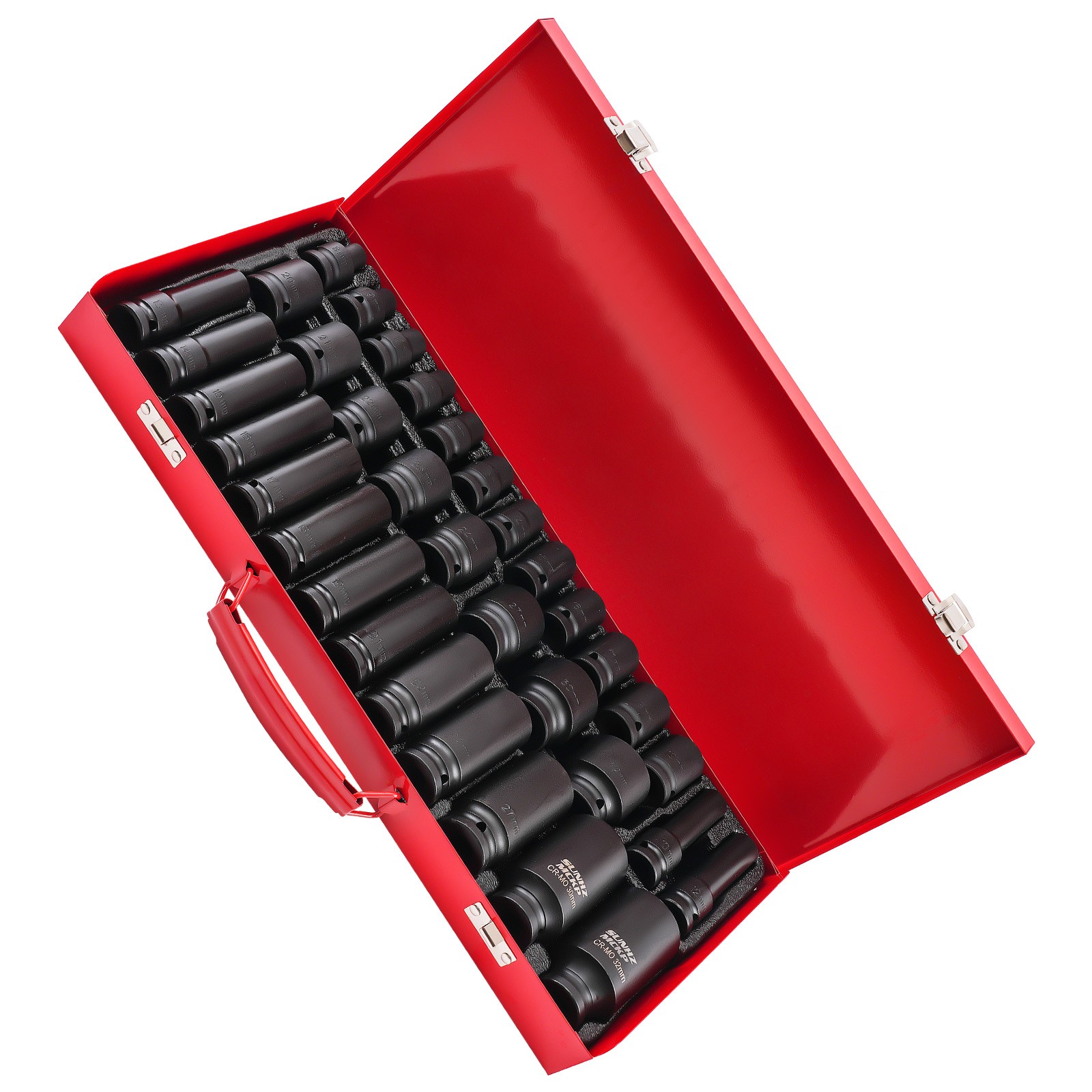 35x 6 Point Deep Impact Socket Set 1/2″ Drive Metric Garage Tool 8-32mm 9mm-10mm