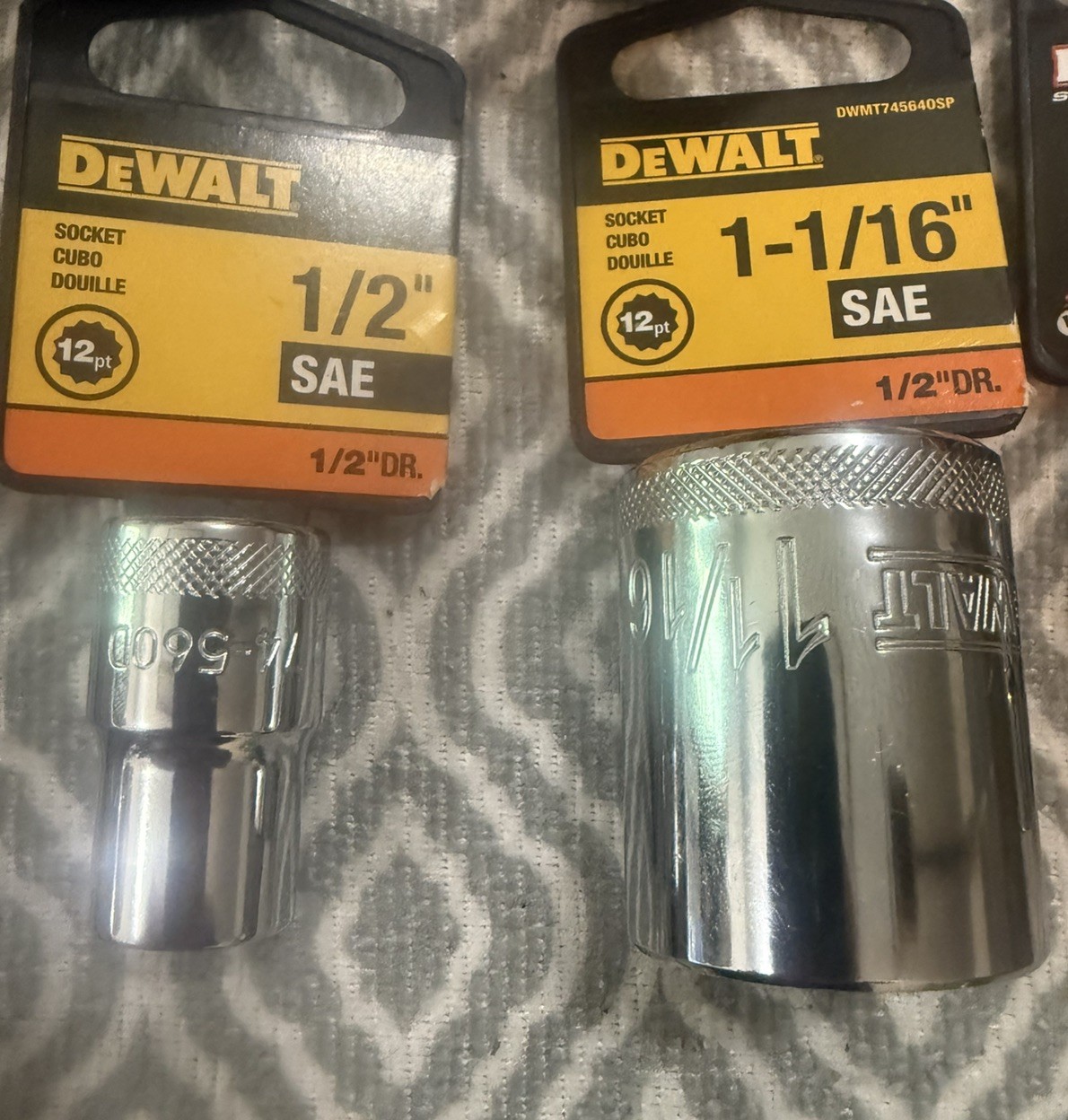 Lot of 1/2 inch drive Sockets NEW – 8 total standard and metric