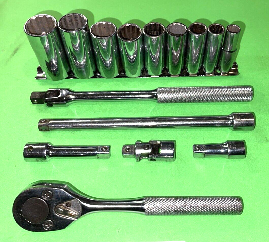 PROTO TOOLS 15 PIECE 3/8 DRIVE SAE. GENERAL SERVICE 12-POINT DEEP SOCKET SET