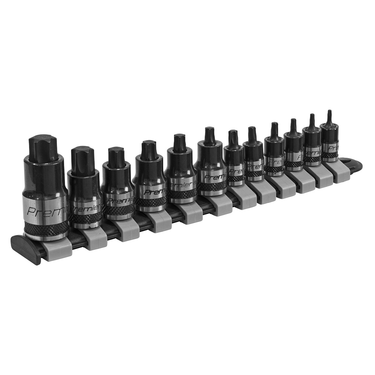 Sealey TRX-Star Socket Bit Set 12 Pcs Stubby 1/4″ 3/8″ 1/2″ Drive Black AK6228B