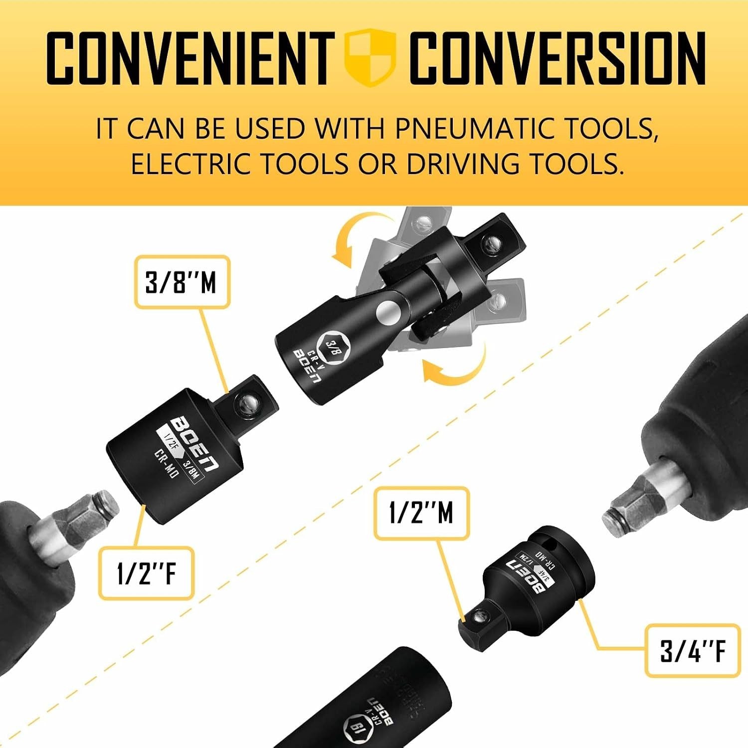 Boen 10pc Impact Socket Adapter Conversion Kit