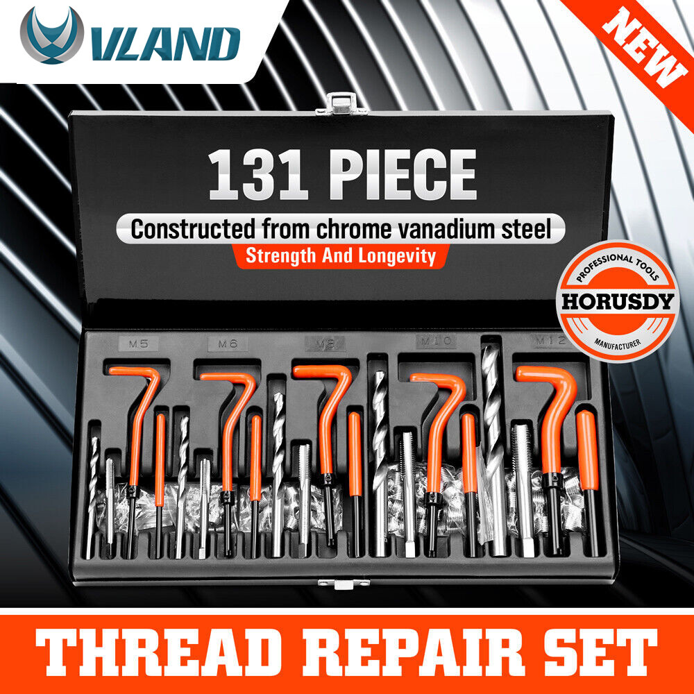 131PC Stripped Thread Rethread Helicoil Type Repair Kit Metric M5 M6 M8 M10 M12