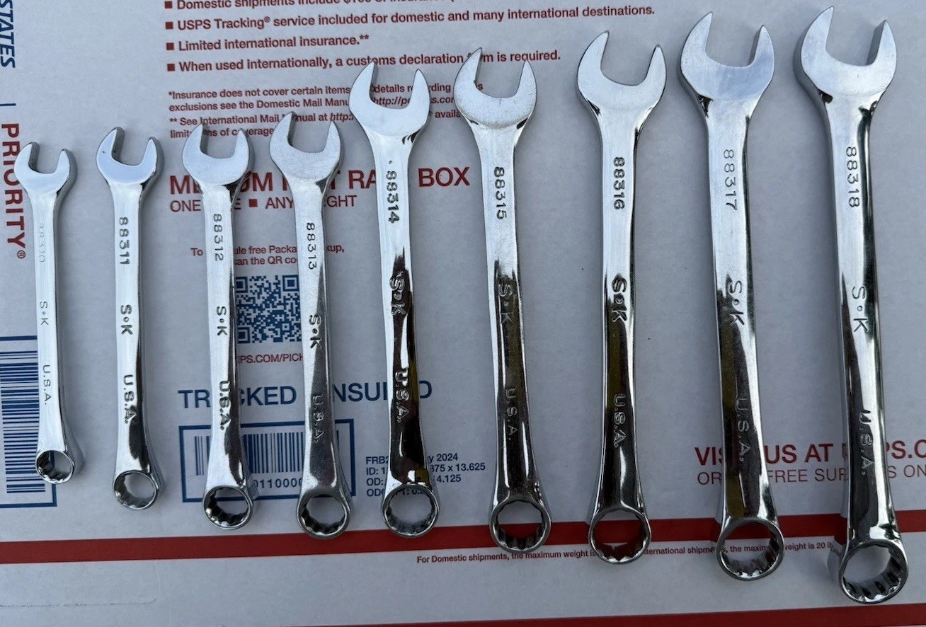 VINTAGE S-K Tools USA Super-Krome® Metric W/CASE Super Chrome wrenches CLEAN