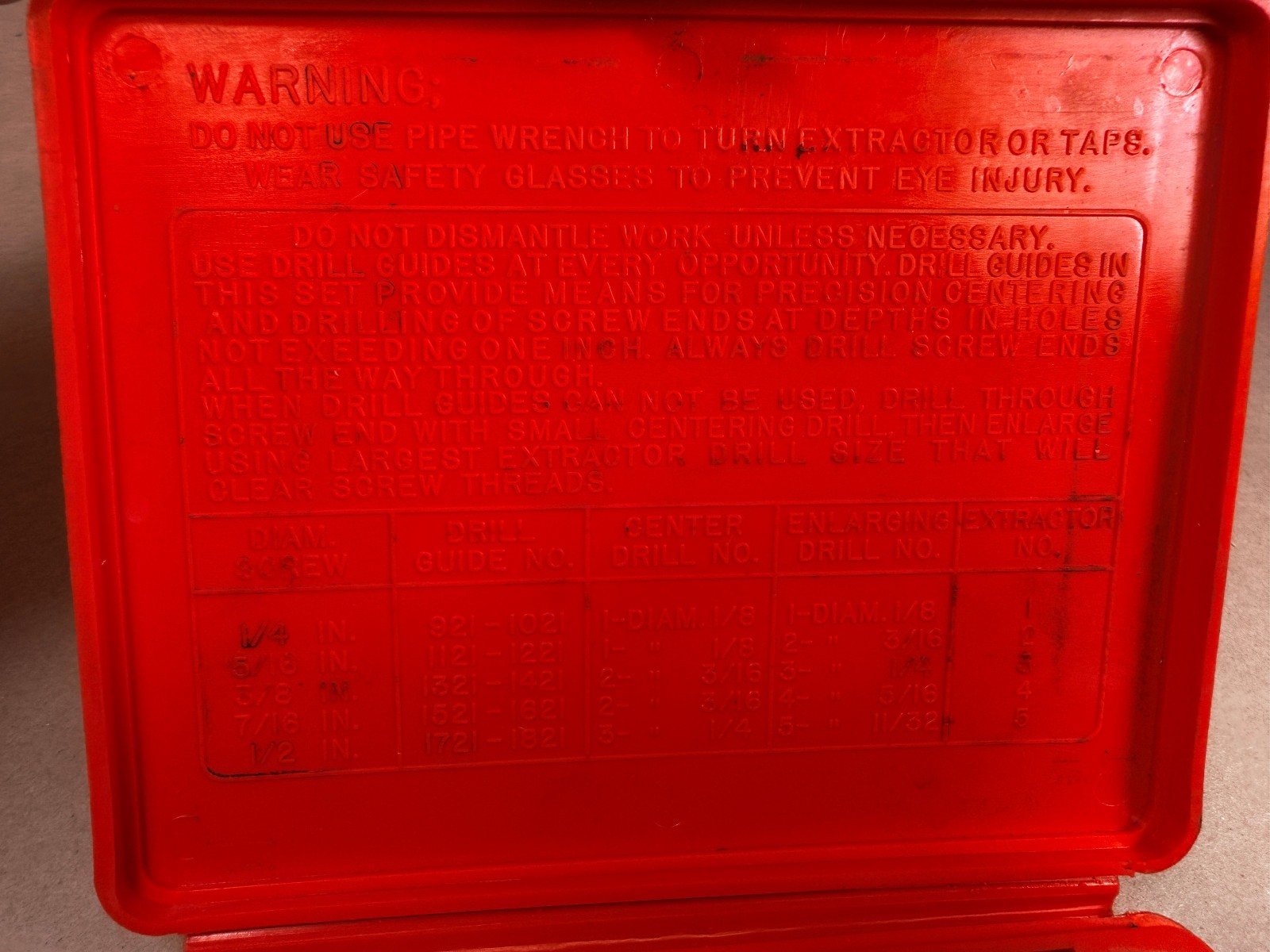 MAC Tools SE10 Screw Extractors Set Red Hard Case Incomplete USA Pre-Owned