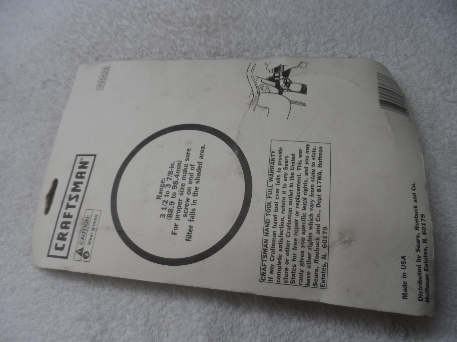 Craftsman Oil Filter Wrench, 3 1/2 to 3 7/8 inches, made in USA – Part # 20522