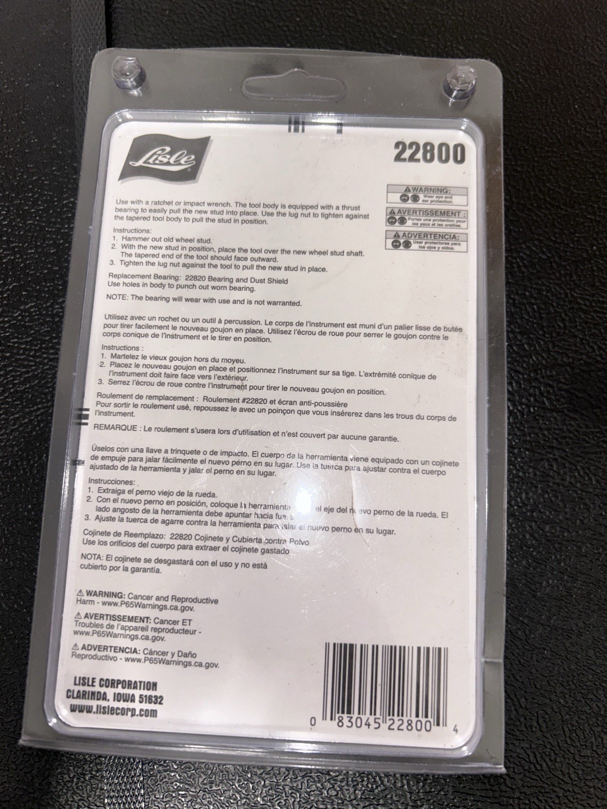 LISLE Tools 22800 Wheel Stud Installer OEM
