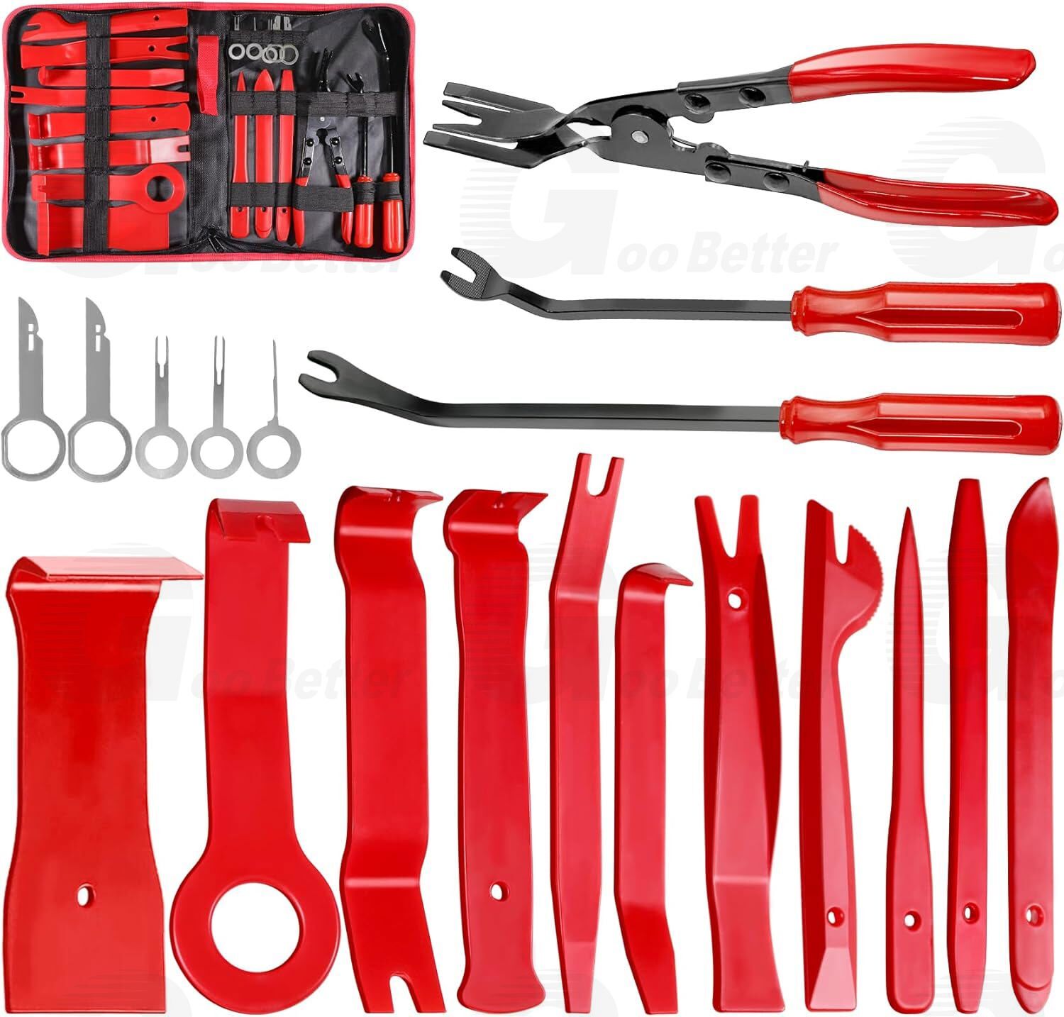19pcs Car Trim Removal Tool Kit Radio Hand Pry Panel Door Interior Clip Plastic