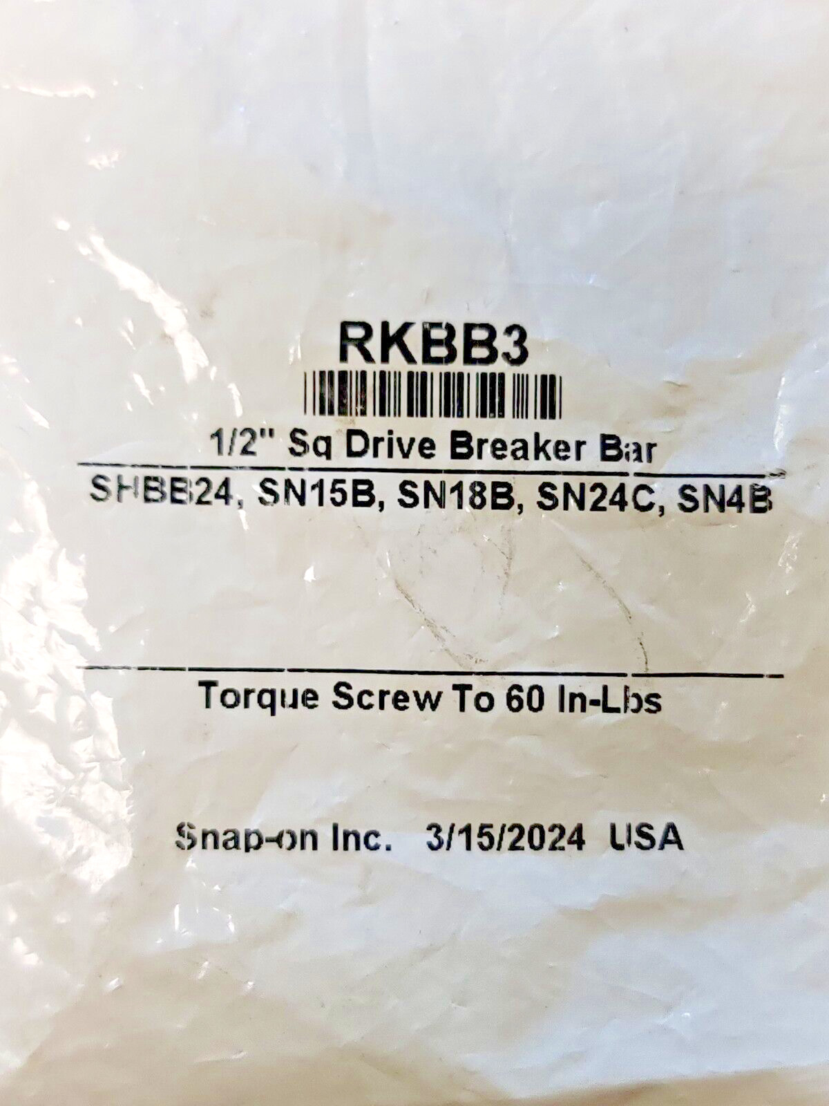 Snap-On 1/2” Square Drive Breaker Bar Repair Kit RKBB3 SHBB24 SN15B SN18B SN24C