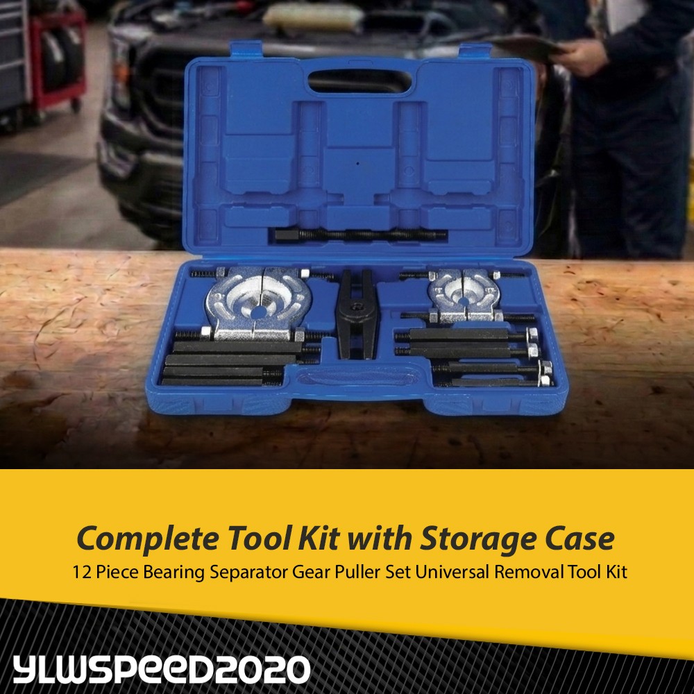 12PCS Bearing Separator Set 5-Ton Fly Wheel Separator W/ Gear Hub Puller Tool