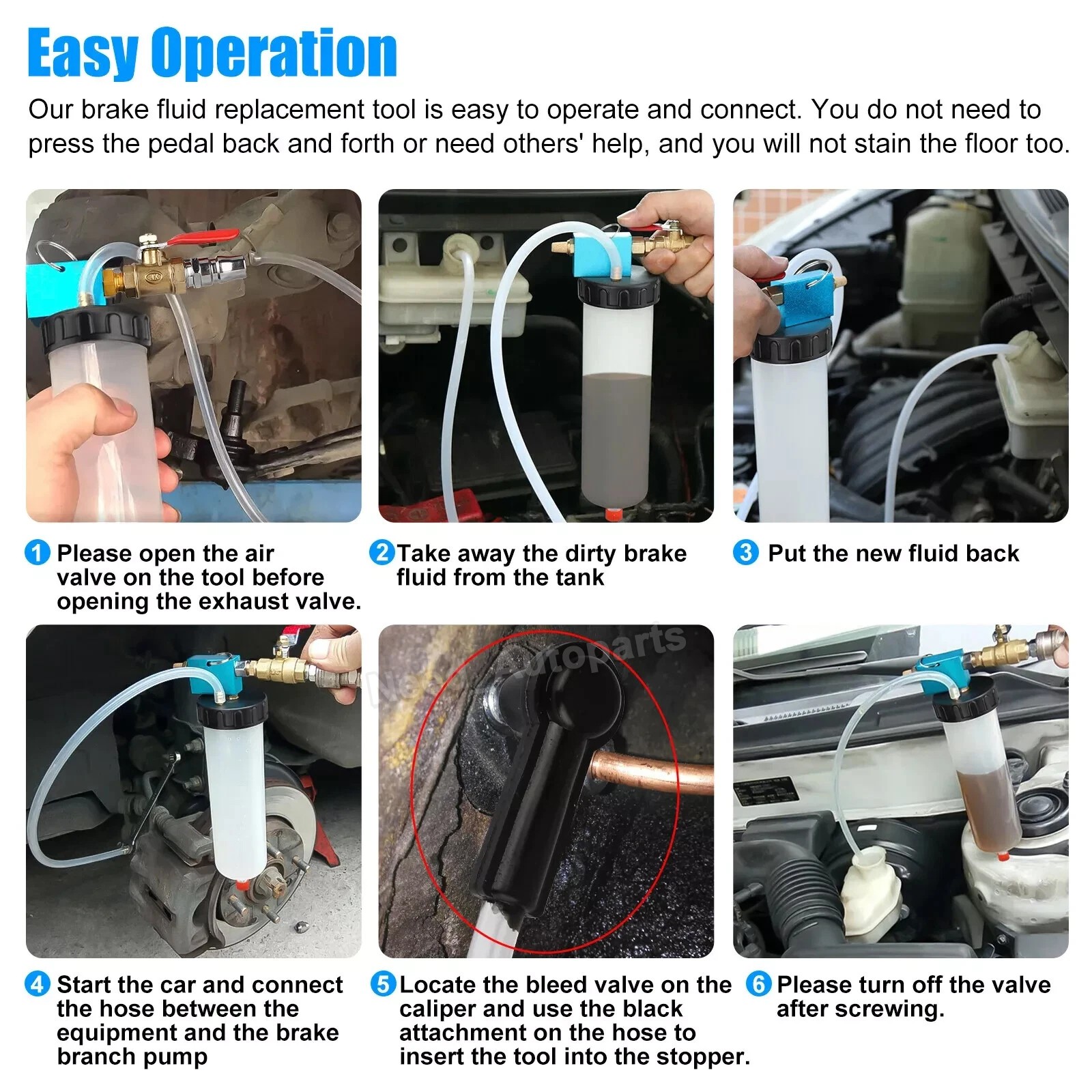 Car Vehicle Vacuum Brake Bleeder Tank Fluid Oil Change Pump Equipment Tool Set