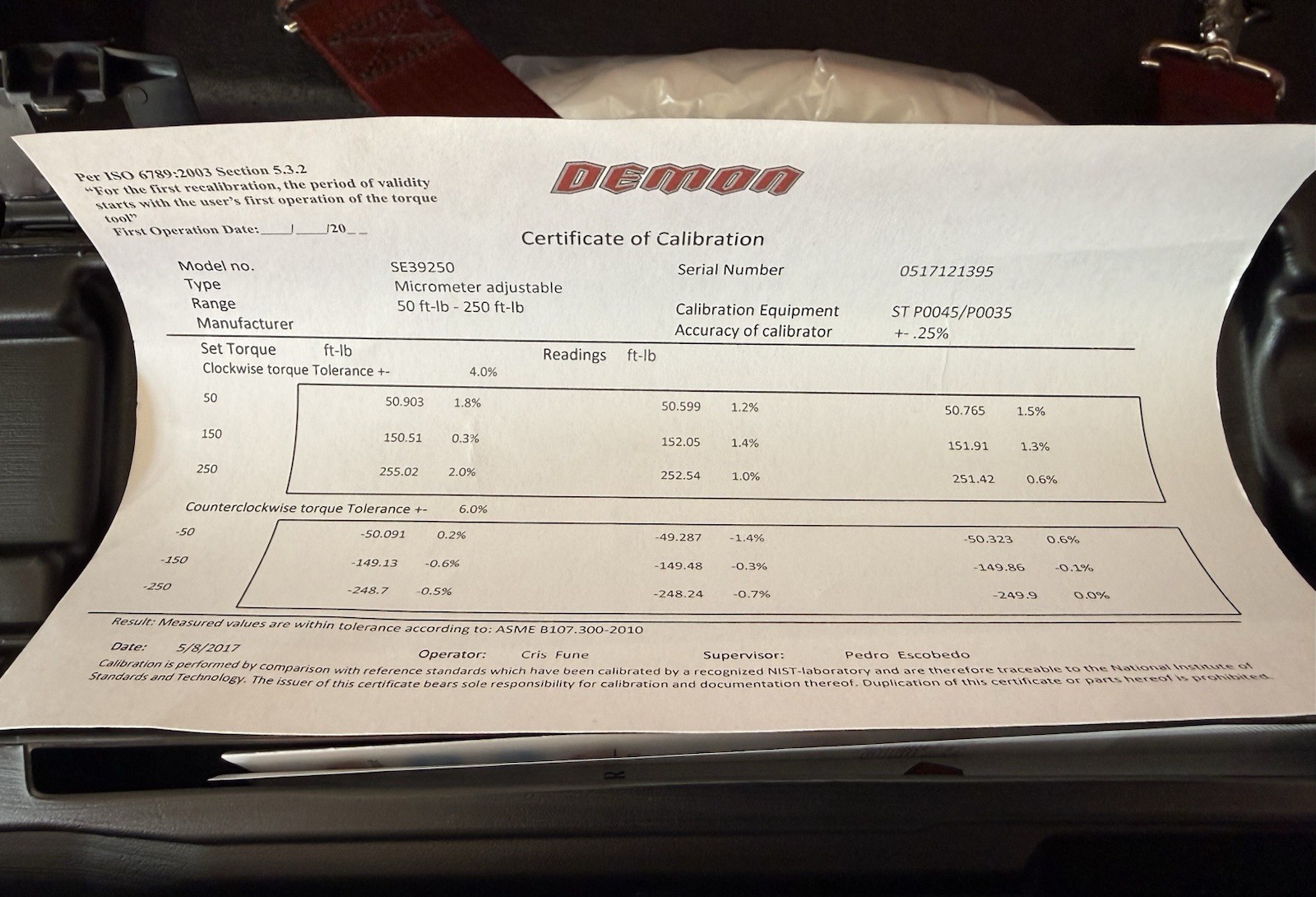 Dodge Demon SRT Snap-on Torque Wrench 1/2in Drive 50-250 ft-lb Ratcheting