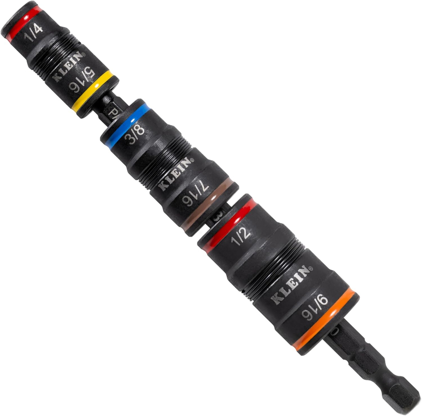 Impact Driver Socket Set 7-in-1 SAE Flip Sockets Hex Sizes 1/4 to 9/16 Inch