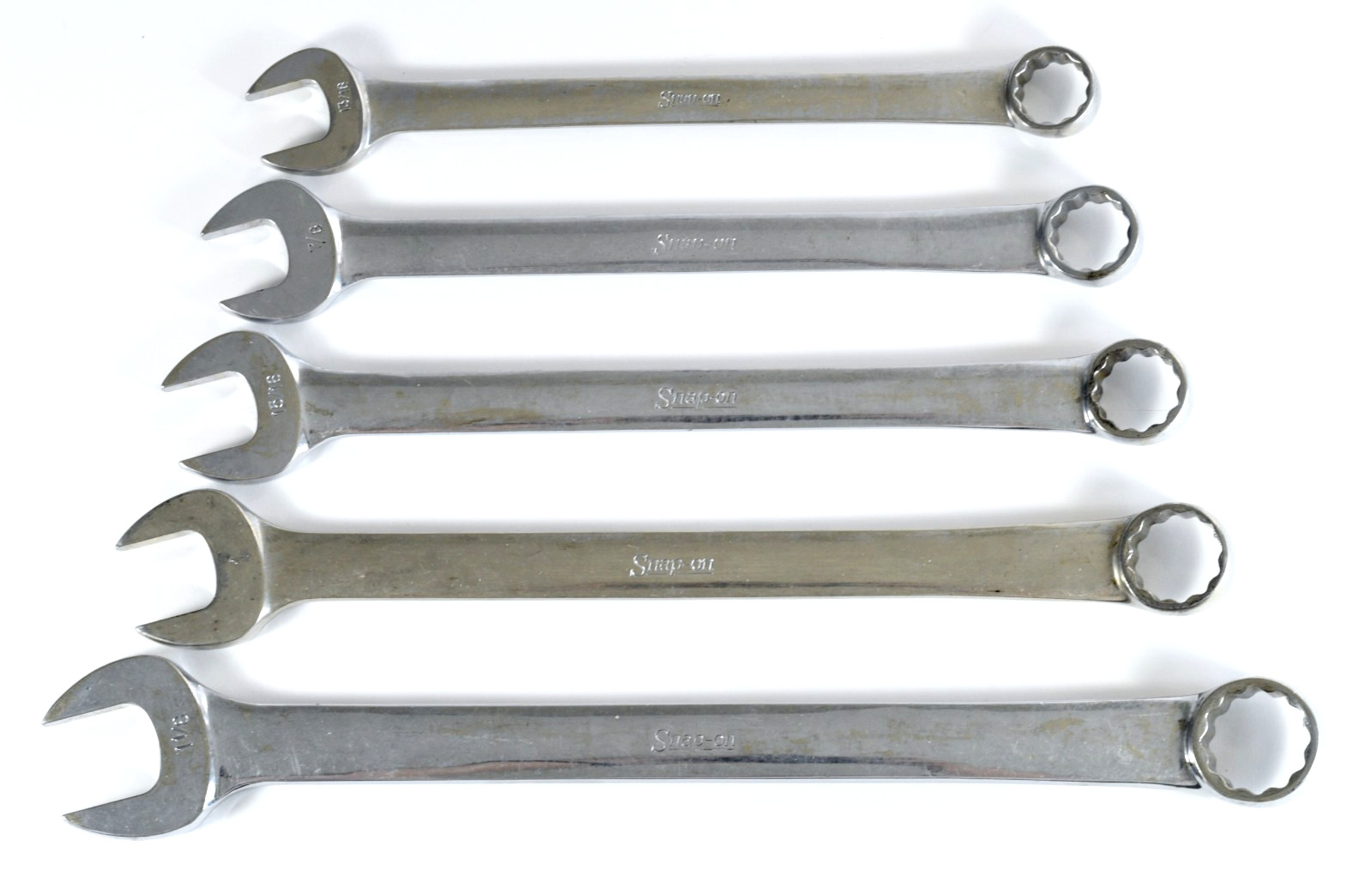 5x Snap-on OEX Series SAE Combination Wrenches 13/16″, 7/8″, 15/16″, 1″, 1-1/8″
