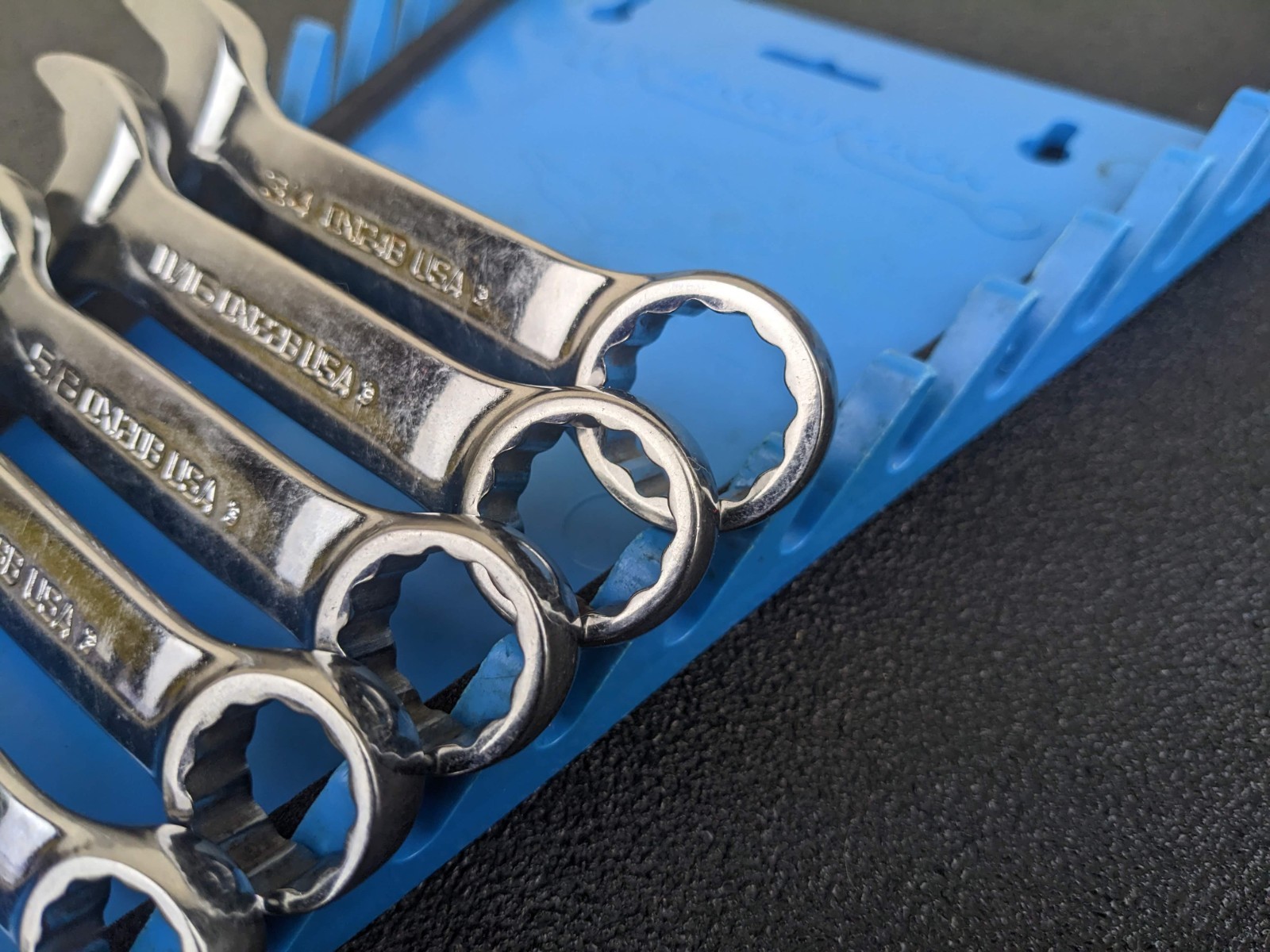 #bn457 Snap-On 12 Pt 6 Piece 7/16″-3/4″ Midget Combination Wrench Set OXI706B
