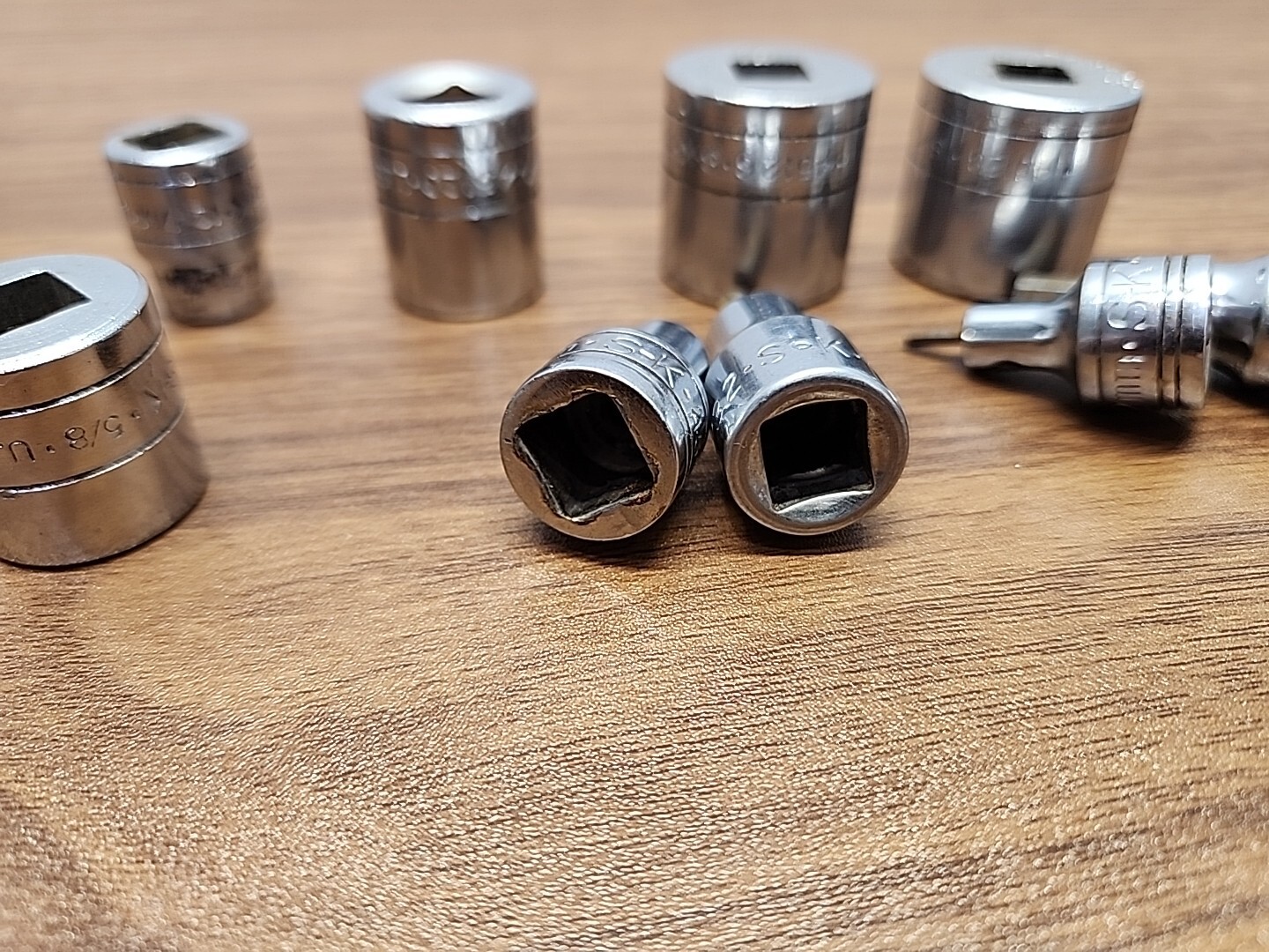 (9) S-K Wayne 3/8″ Drive 12 Point & Specialty SAE Metric Sockets Lot ~ Made USA